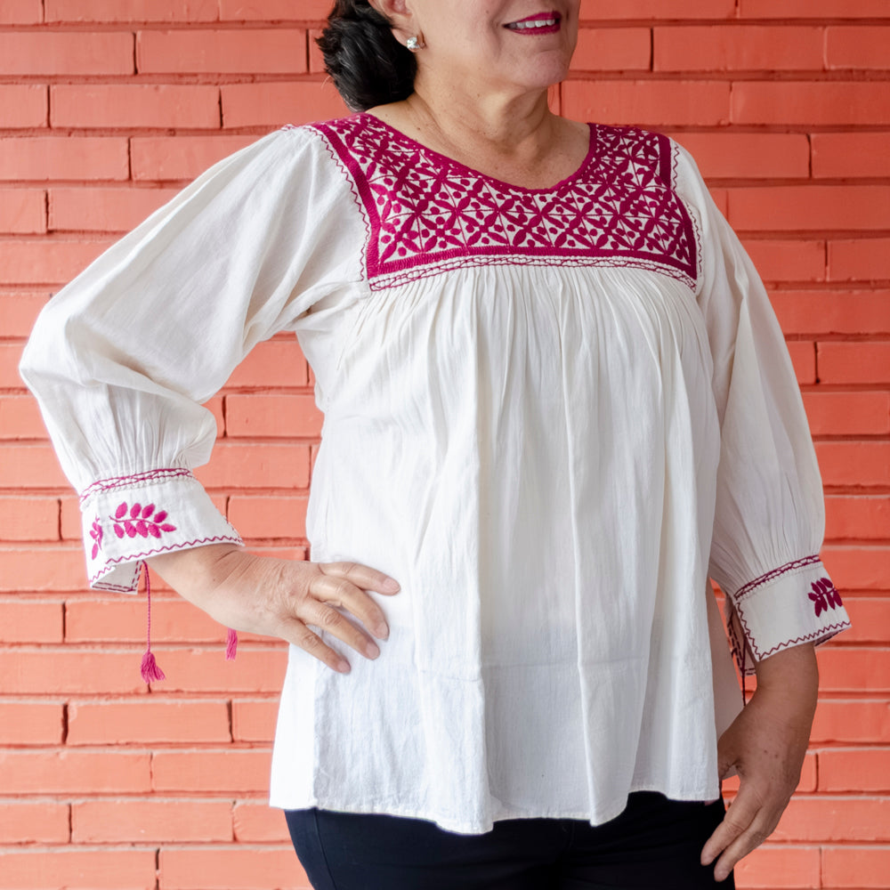 Carranza 3/4 Sleeve Embroidered Blouse