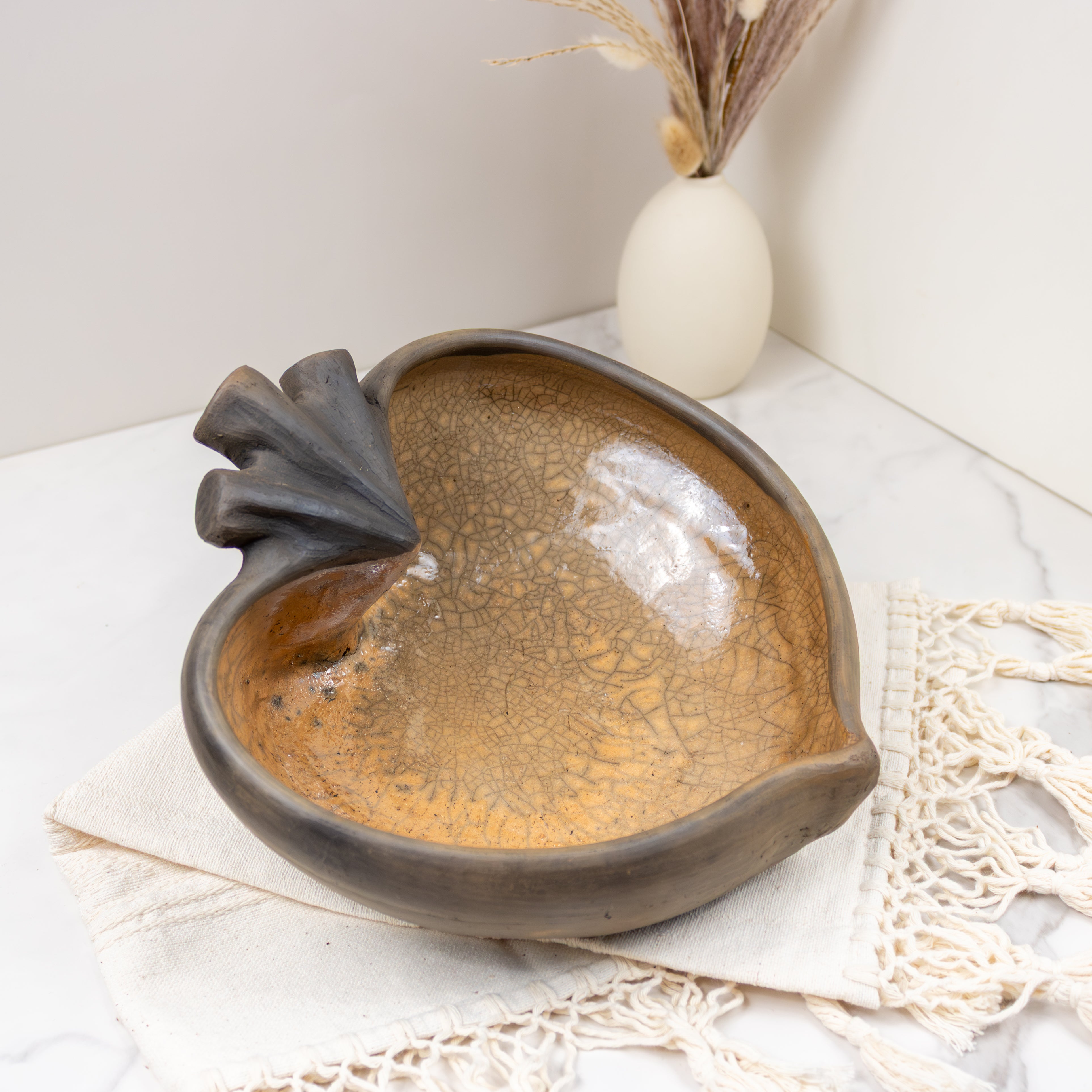 Large Atzompa Heart Clay Bowl