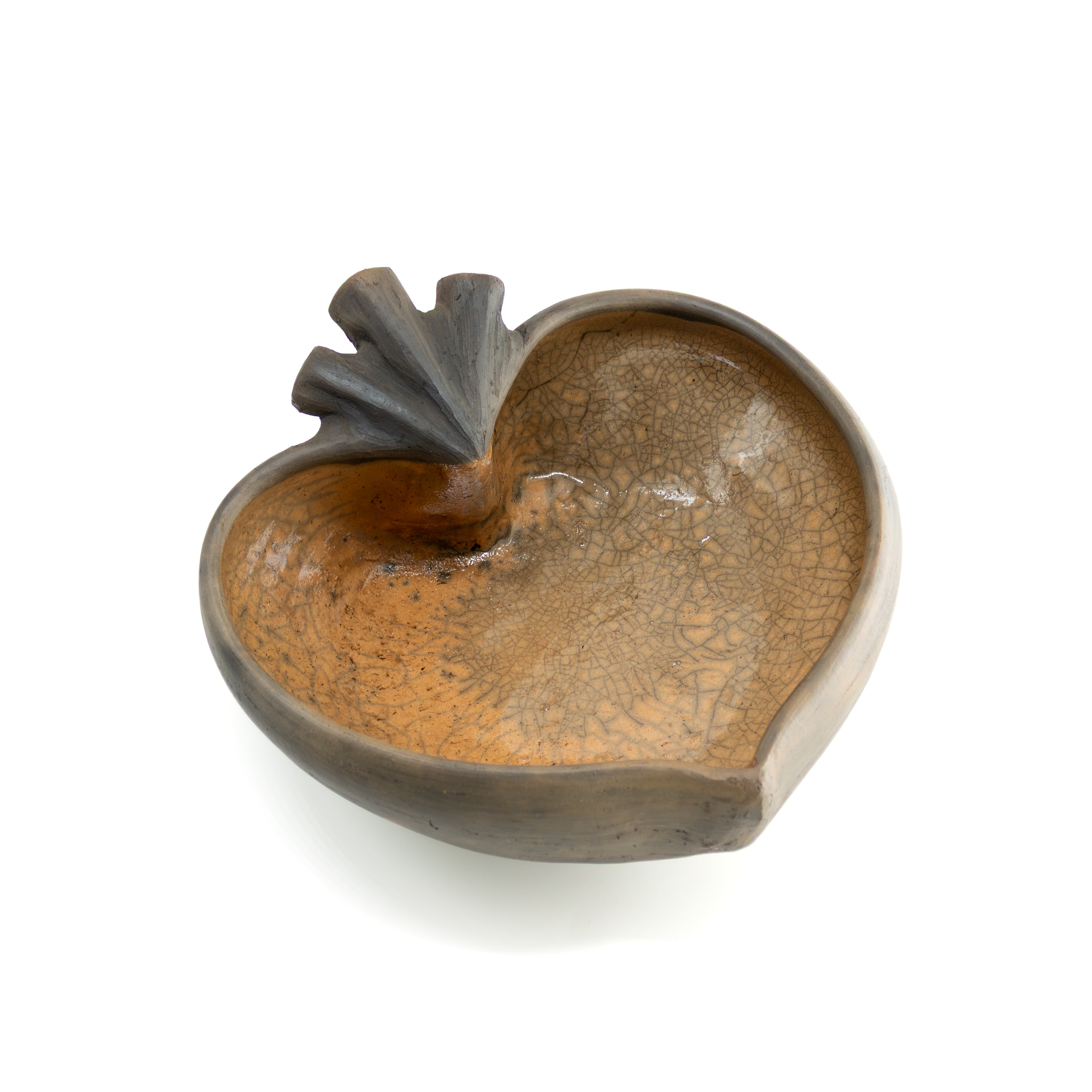 Large Atzompa Heart Clay Bowl