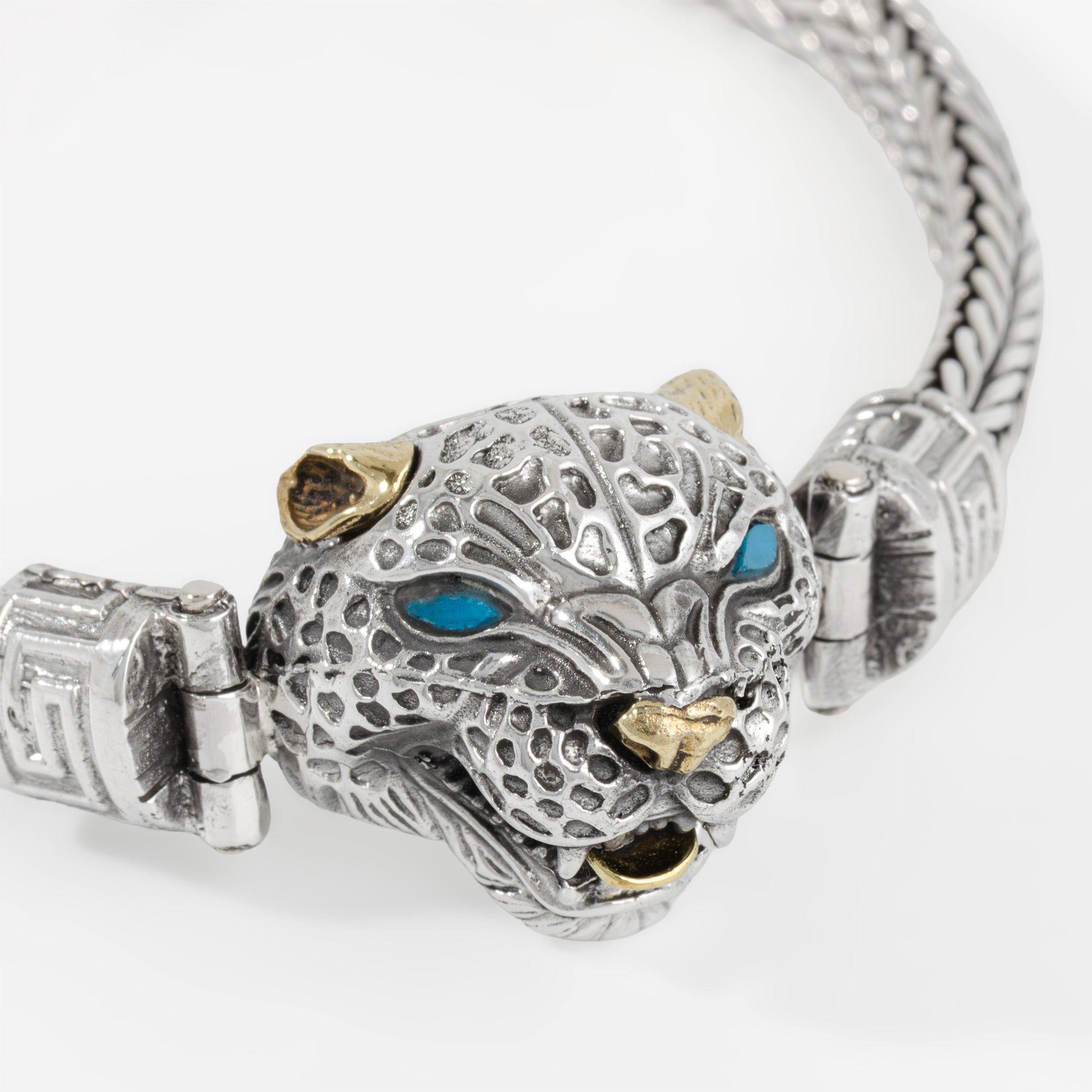 Sterling Silver Jaguar Braided Bracelet