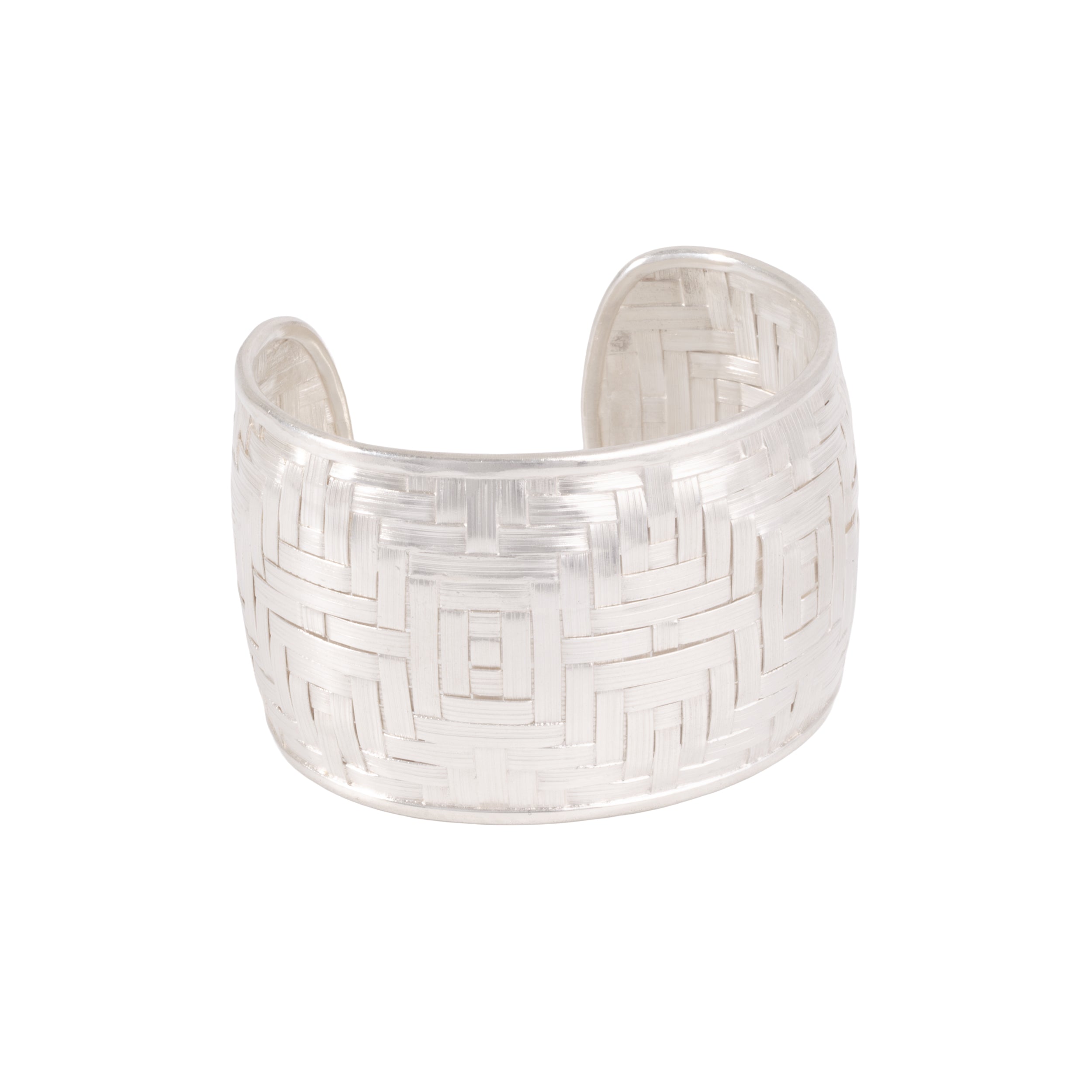 Sterling Silver Thick Woven Cuff Bracelet