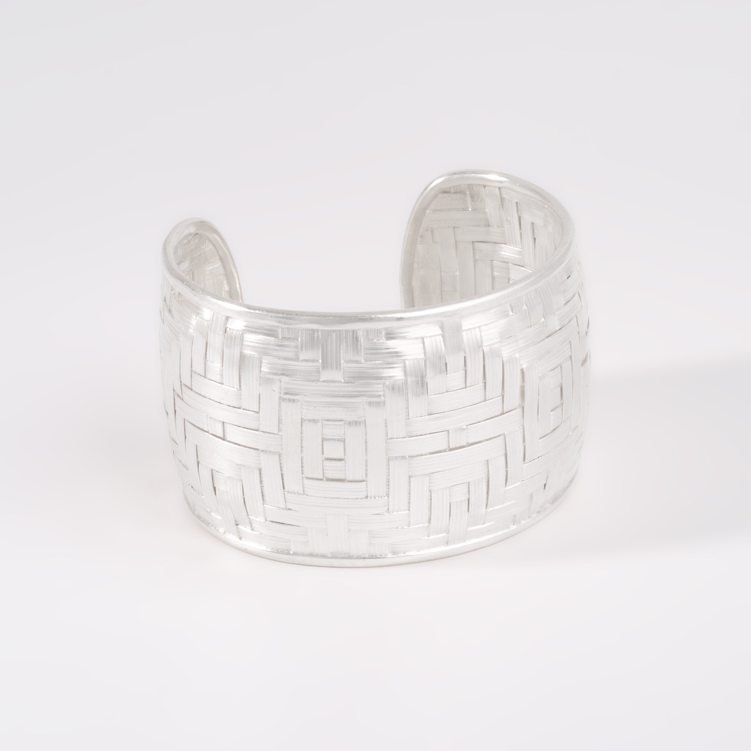 Sterling Silver Thick Woven Cuff Bracelet