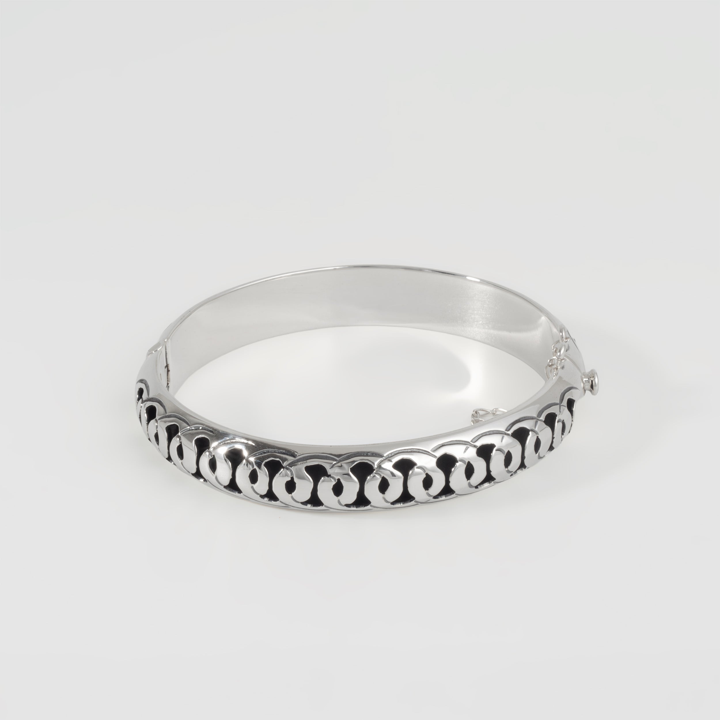 Sterling Silver Oxidized Shadow Box Cuff Bracelet