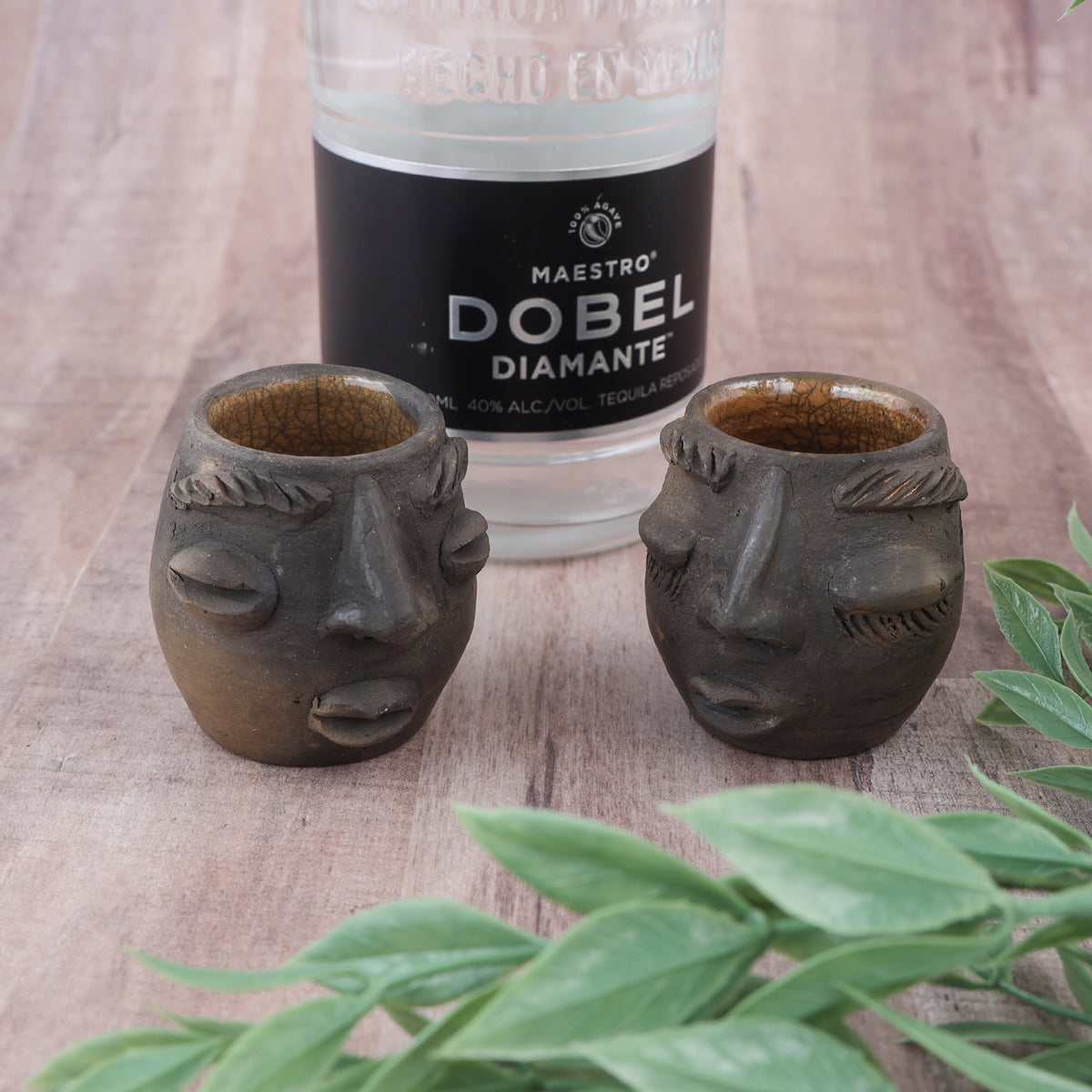 Atzompa Portrait Face Clay Mezcal Shot Glass