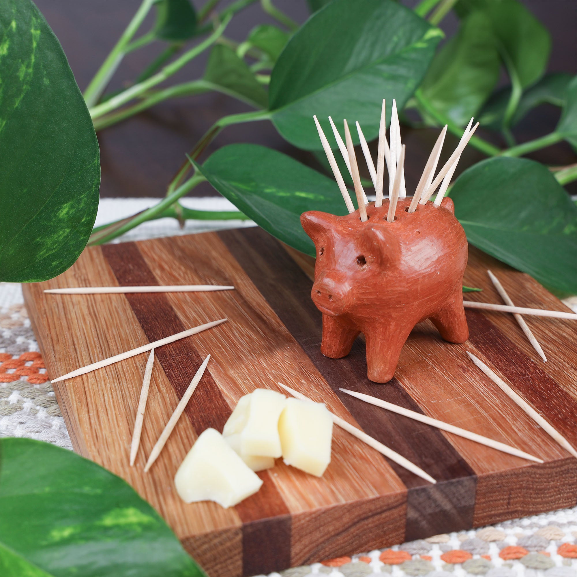 Red Clay Terracotta Cochinito Toothpick Holder