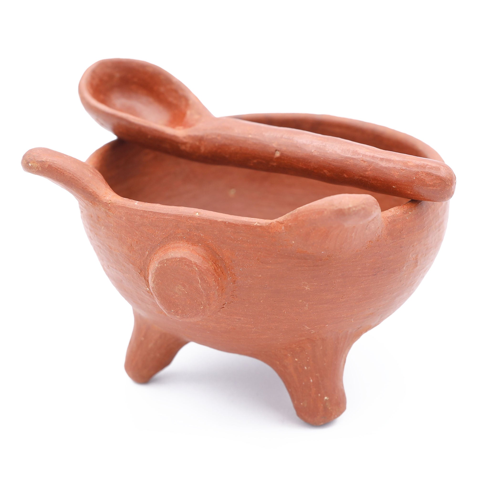 Barro Rojo Terracotta Cochinito Salsa Bowl with Spoon