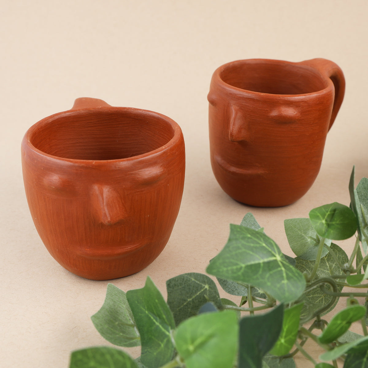 Red Clay Terracotta Face Mug