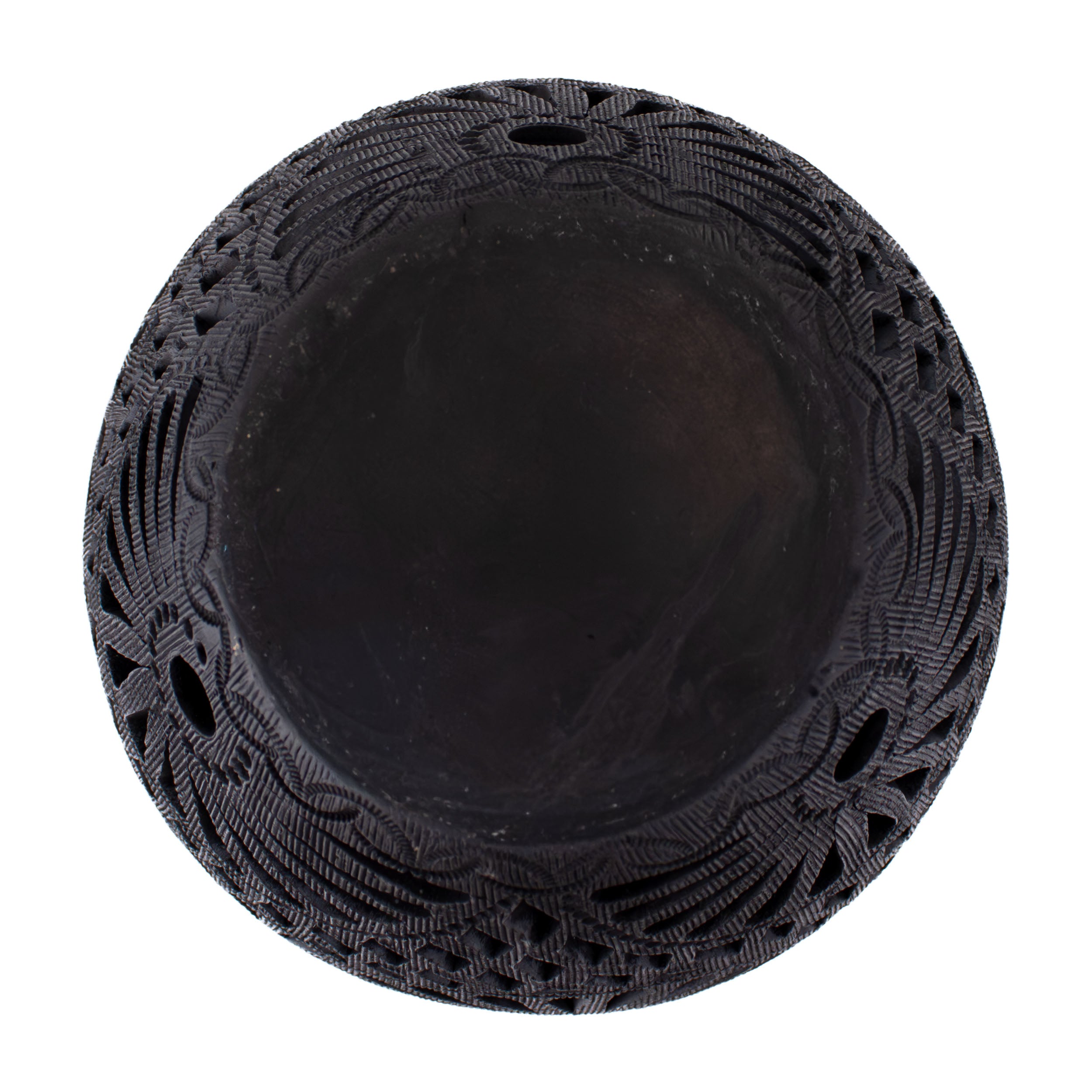 Barro Negro Openwork Vase with Scalloped Rim