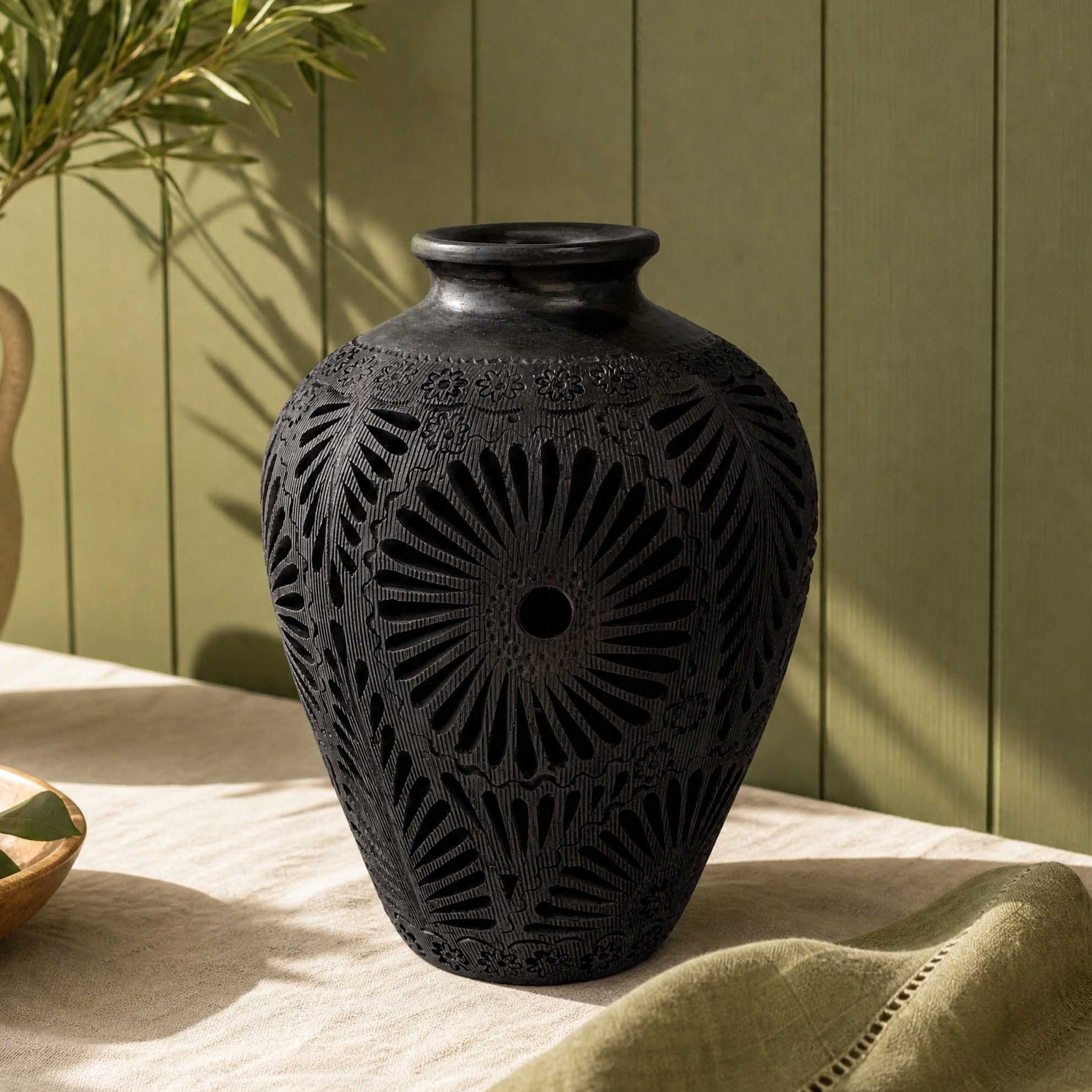 Barro Negro Open Work Solar Vase | Lolo Mexican Mercadito