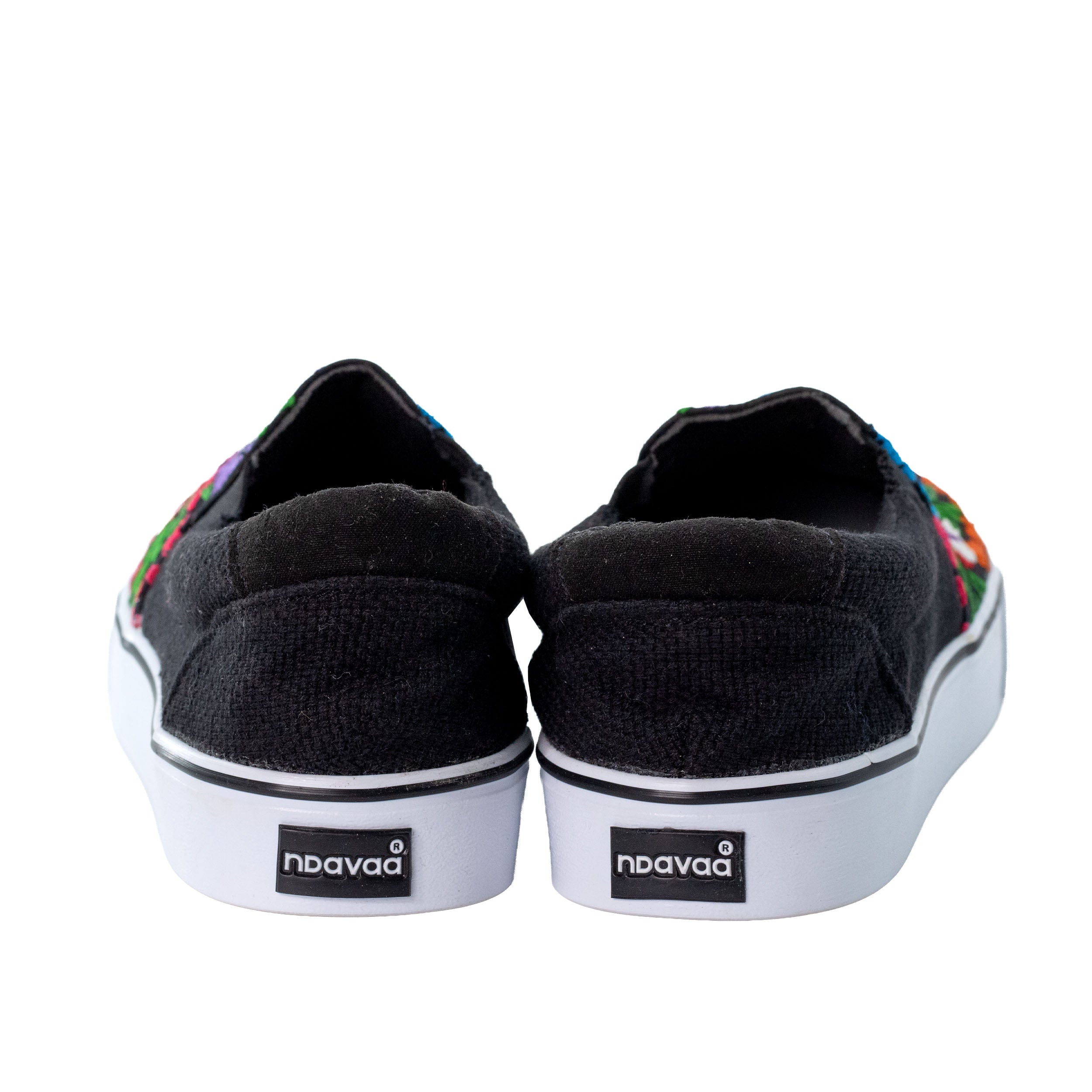 San Antonino Black with Multicolor Floral Embroidery Sneakers