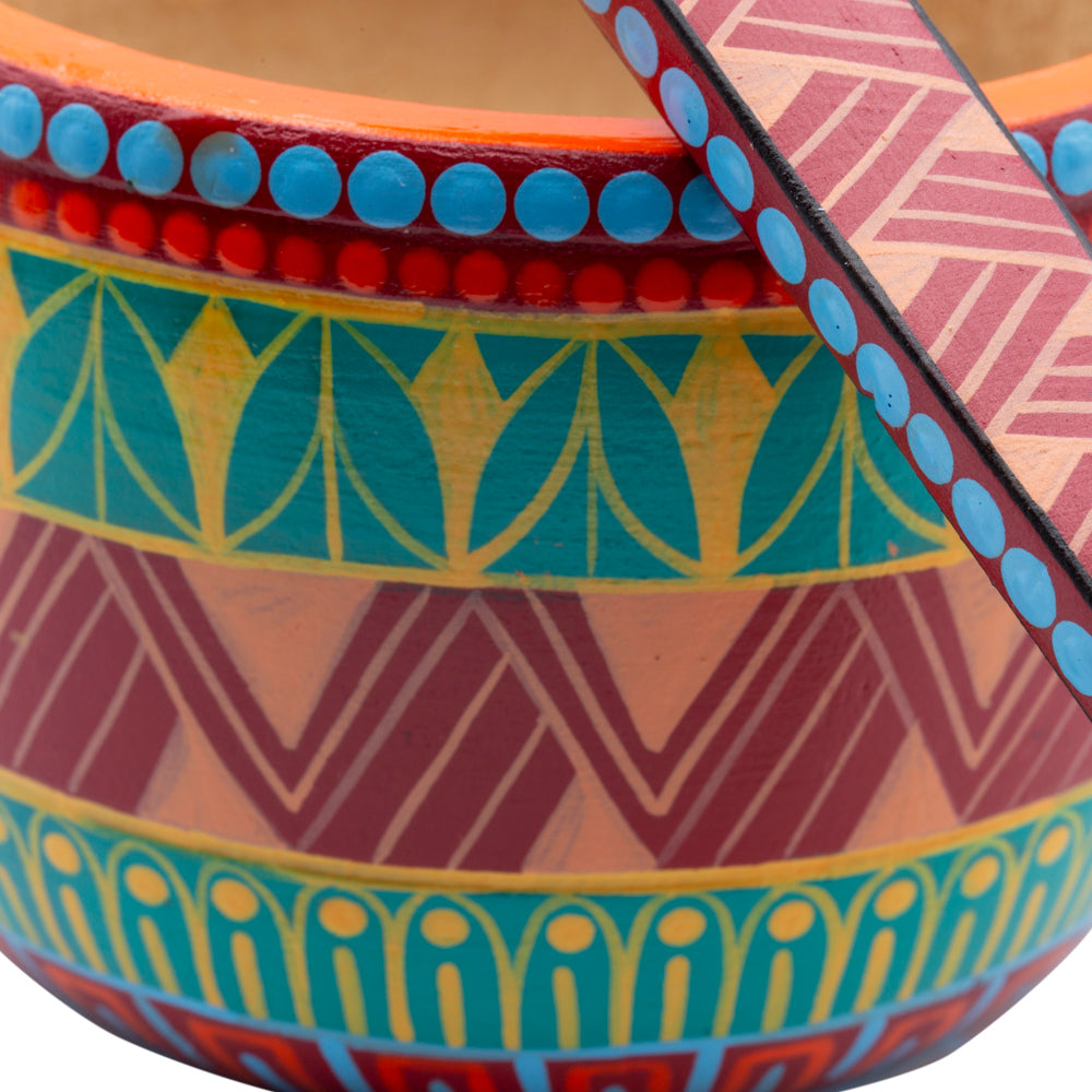 Colorful Hand-Painted Wooden Bowls with Spoon