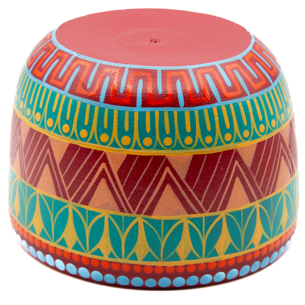 Colorful Hand-Painted Wooden Bowls with Spoon