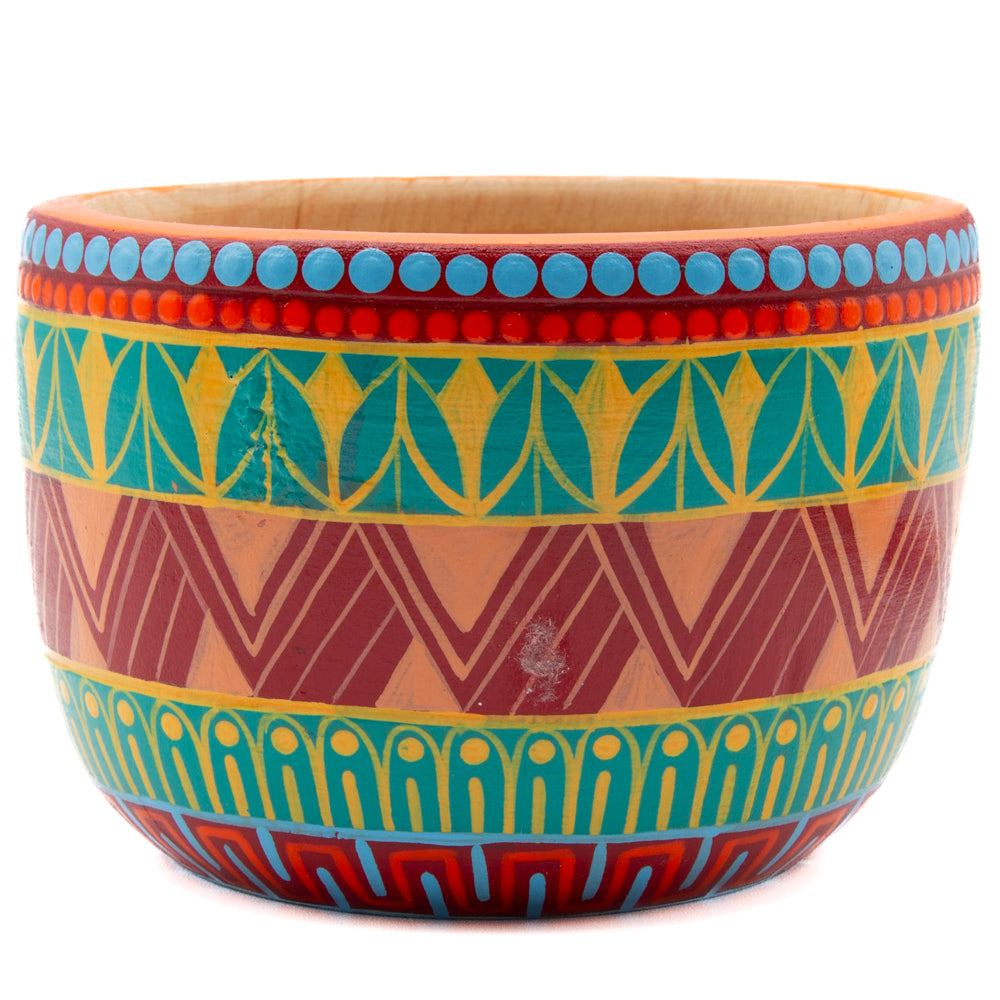 Colorful Hand-Painted Wooden Bowls with Spoon