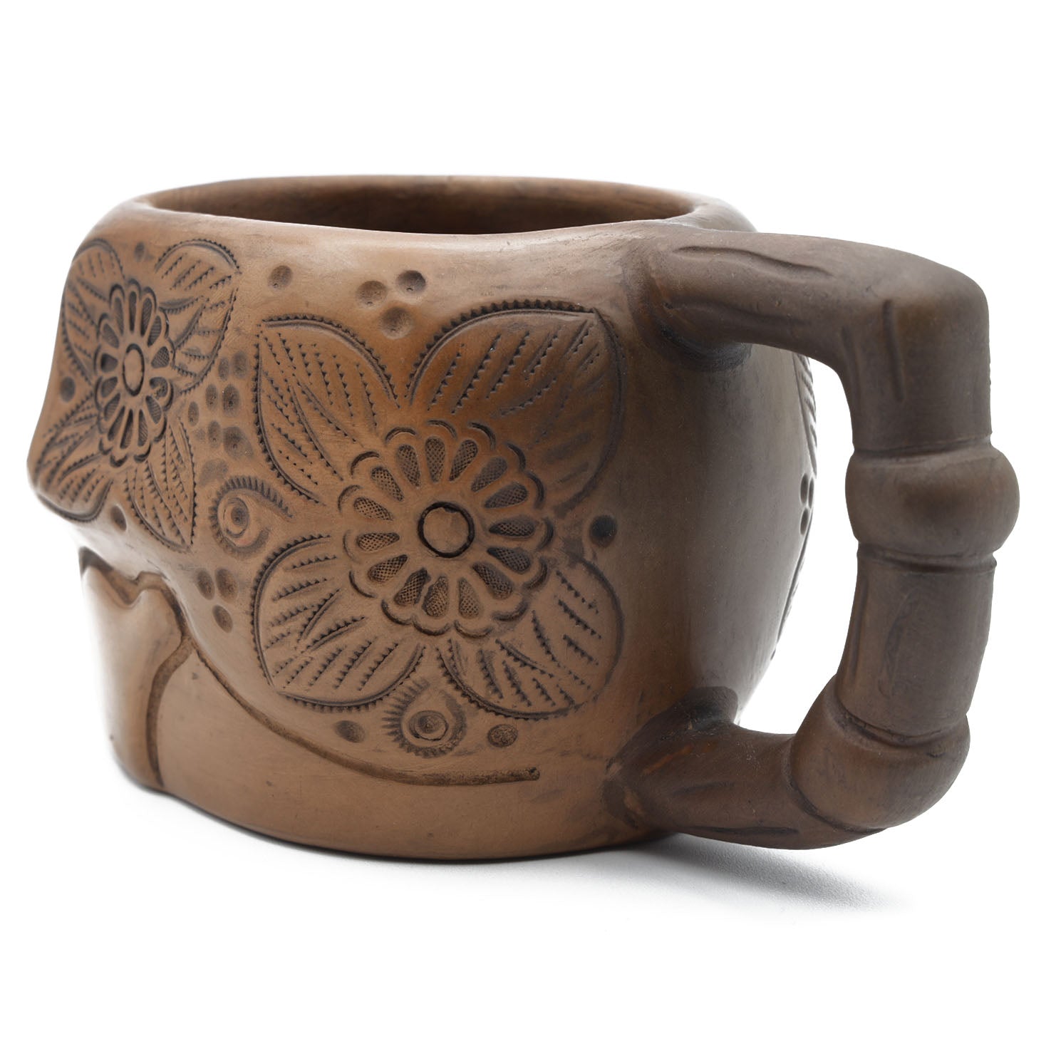 Barro Negro, Black Clay, Carved Sugar Skull Mug