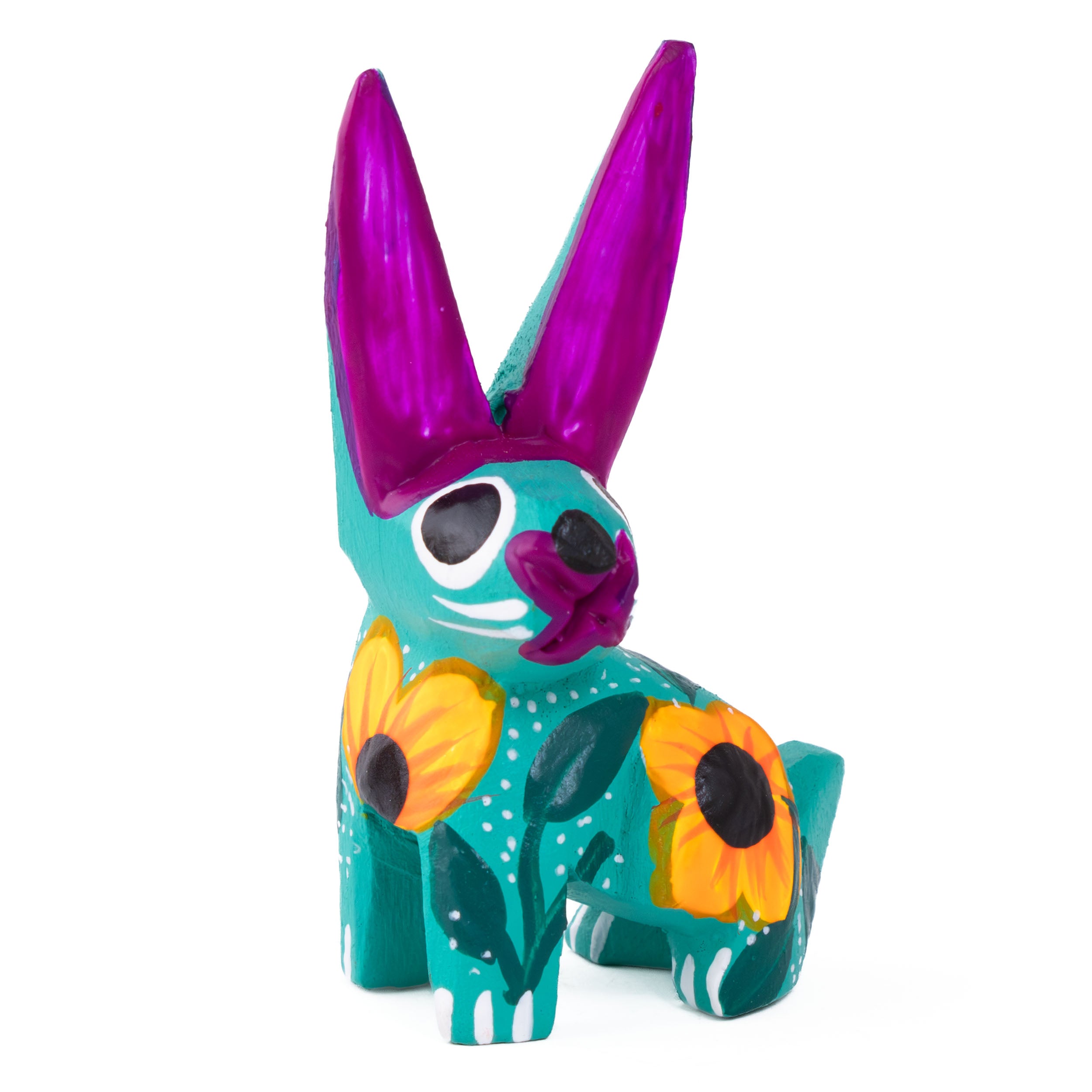 Hand Painted Sitting Rabbit Wooden Figurine