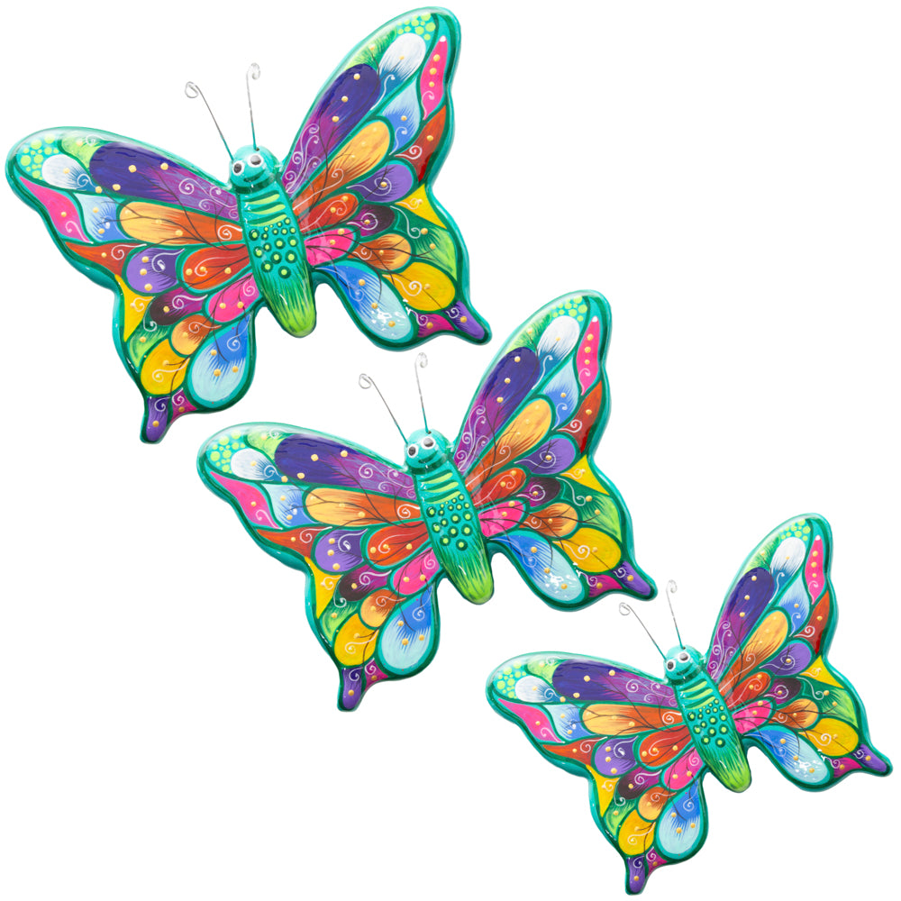 Hand-Painted Xalitla Butterfly Set of 3 Wall Decor