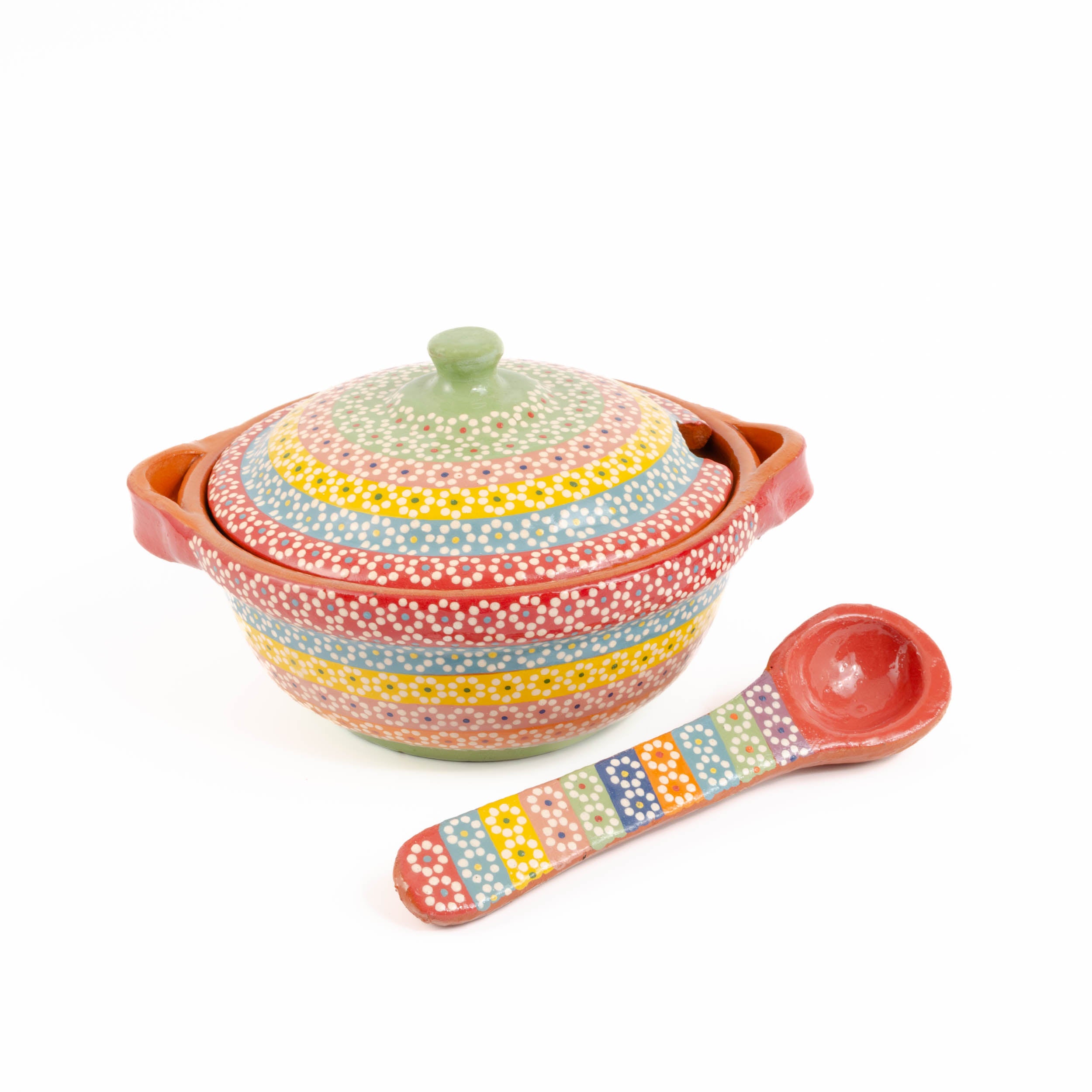 Capula Small Clay Cazuelita with Matching Lid and Spoon