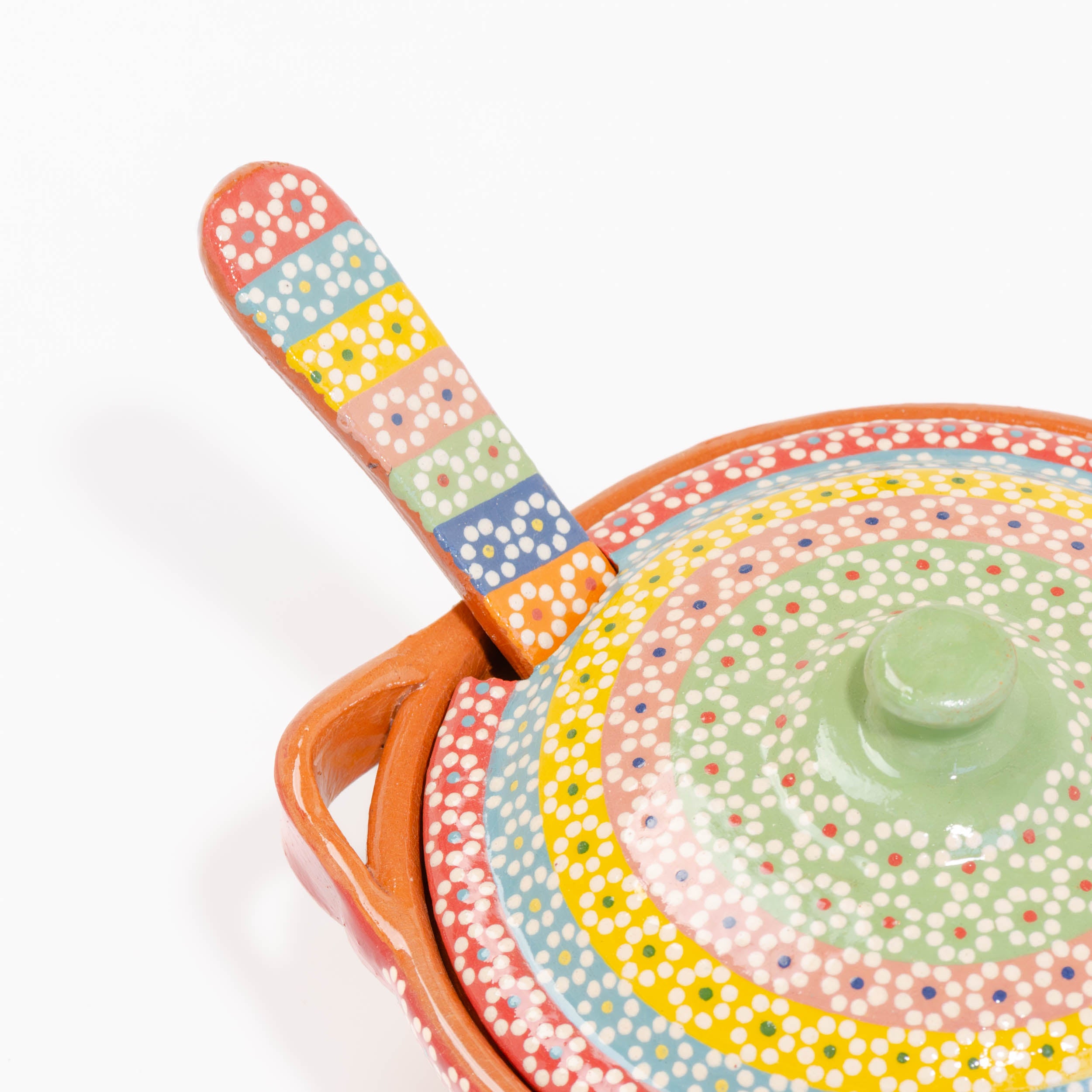 Capula Small Clay Cazuelita with Matching Lid and Spoon