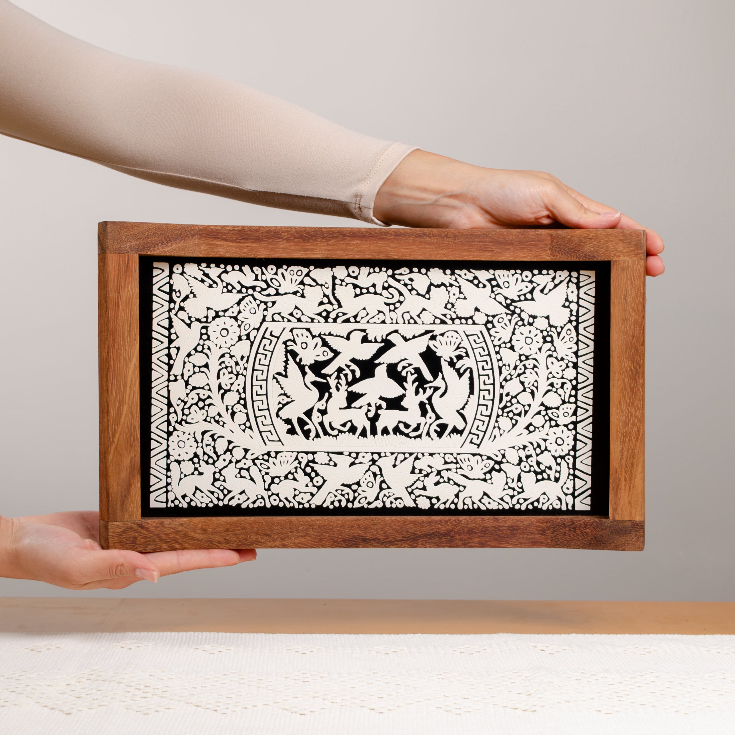 Small Olinalá Parota Solid Wood Serving Tray