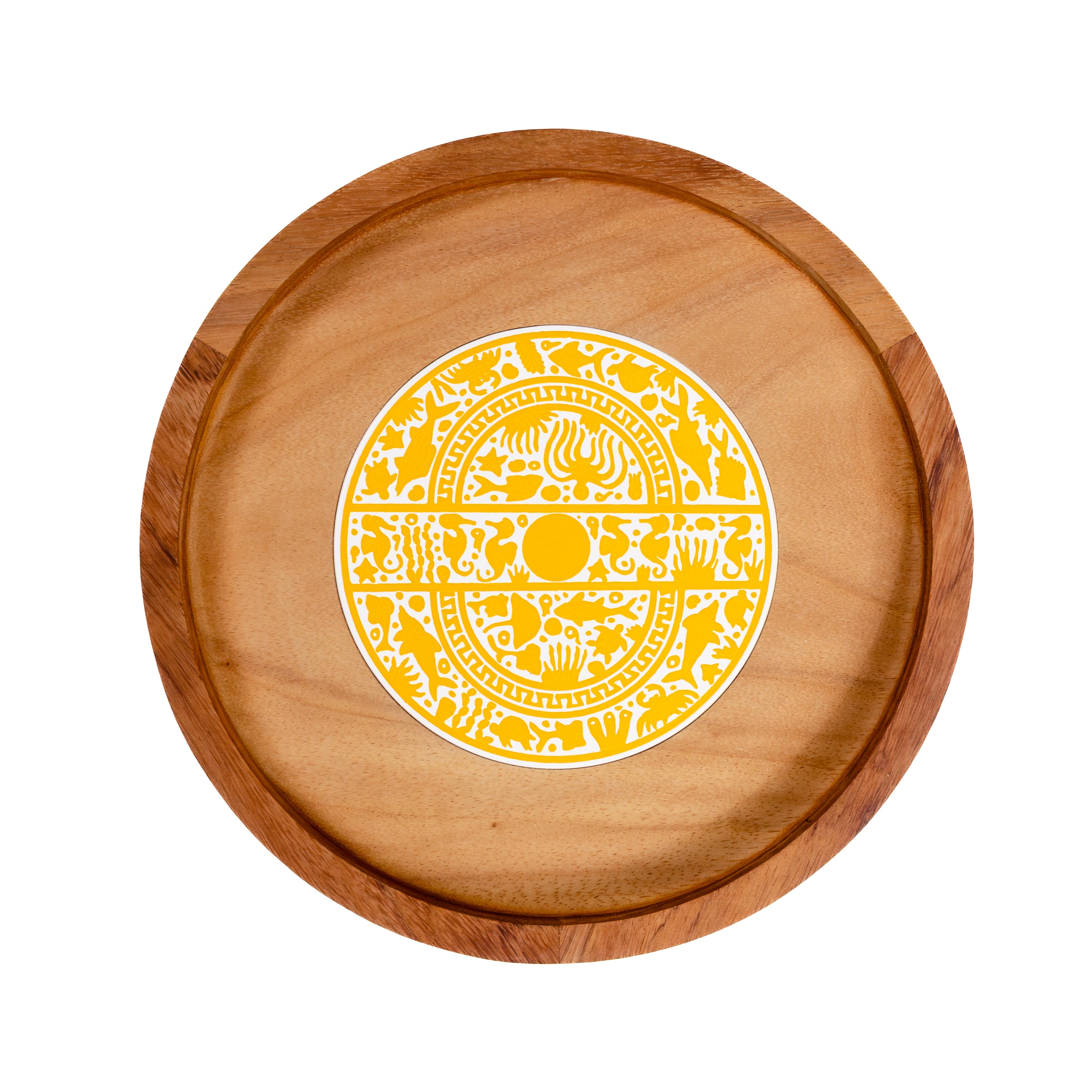Round Olinalá Parota Solid Wood Serving Tray