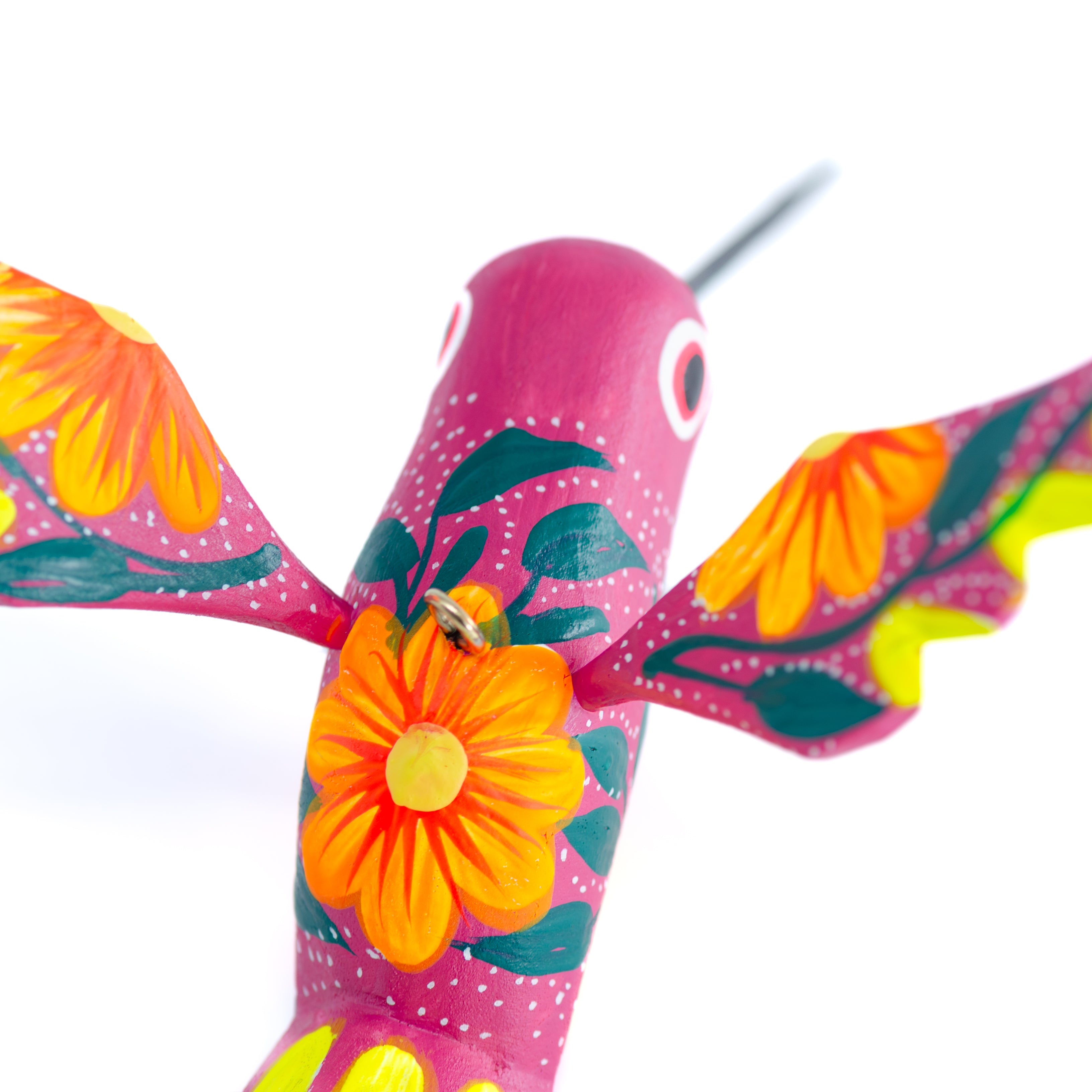 Large Hand Painted Hummingbird Wooden Figurine