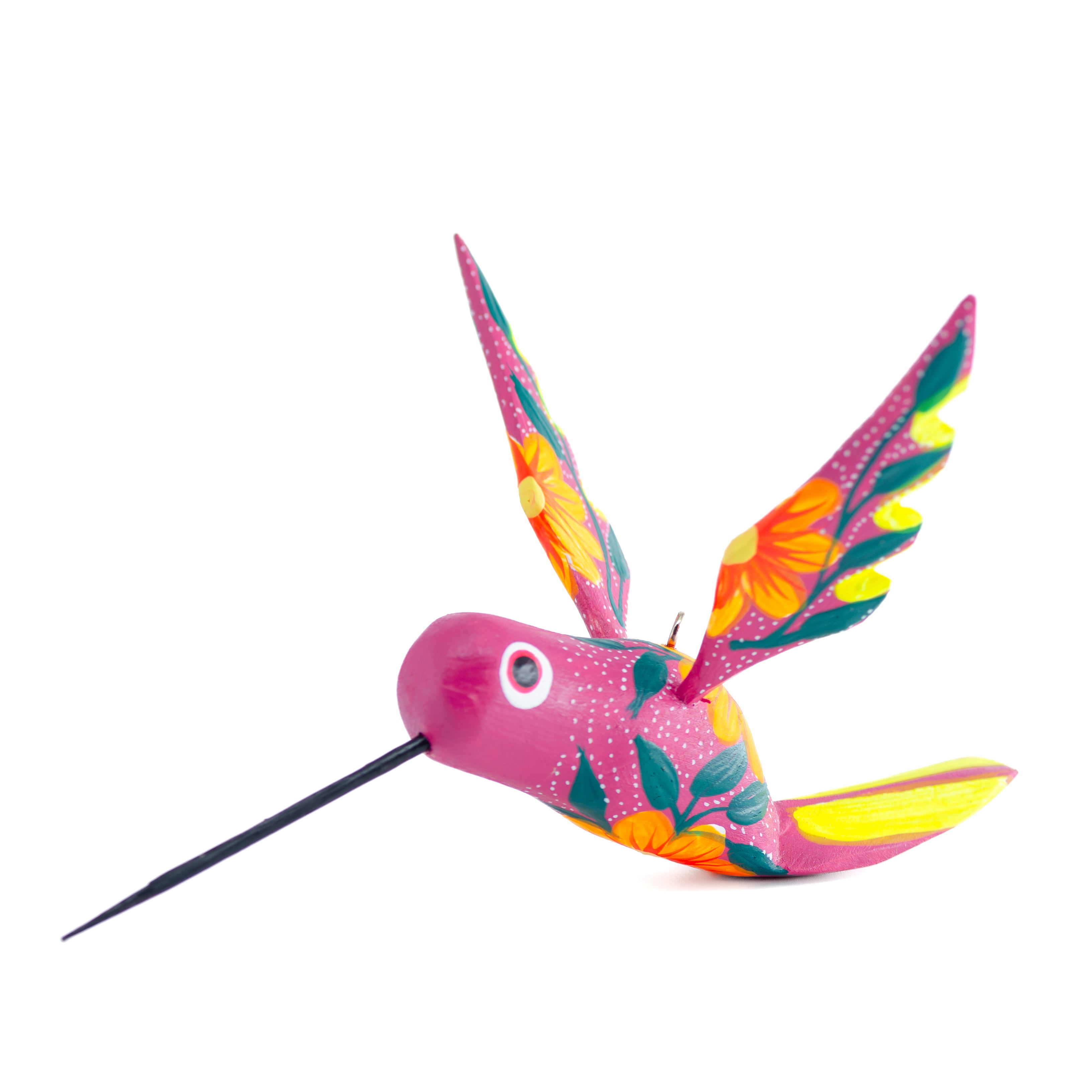 Large Hand Painted Hummingbird Wooden Figurine