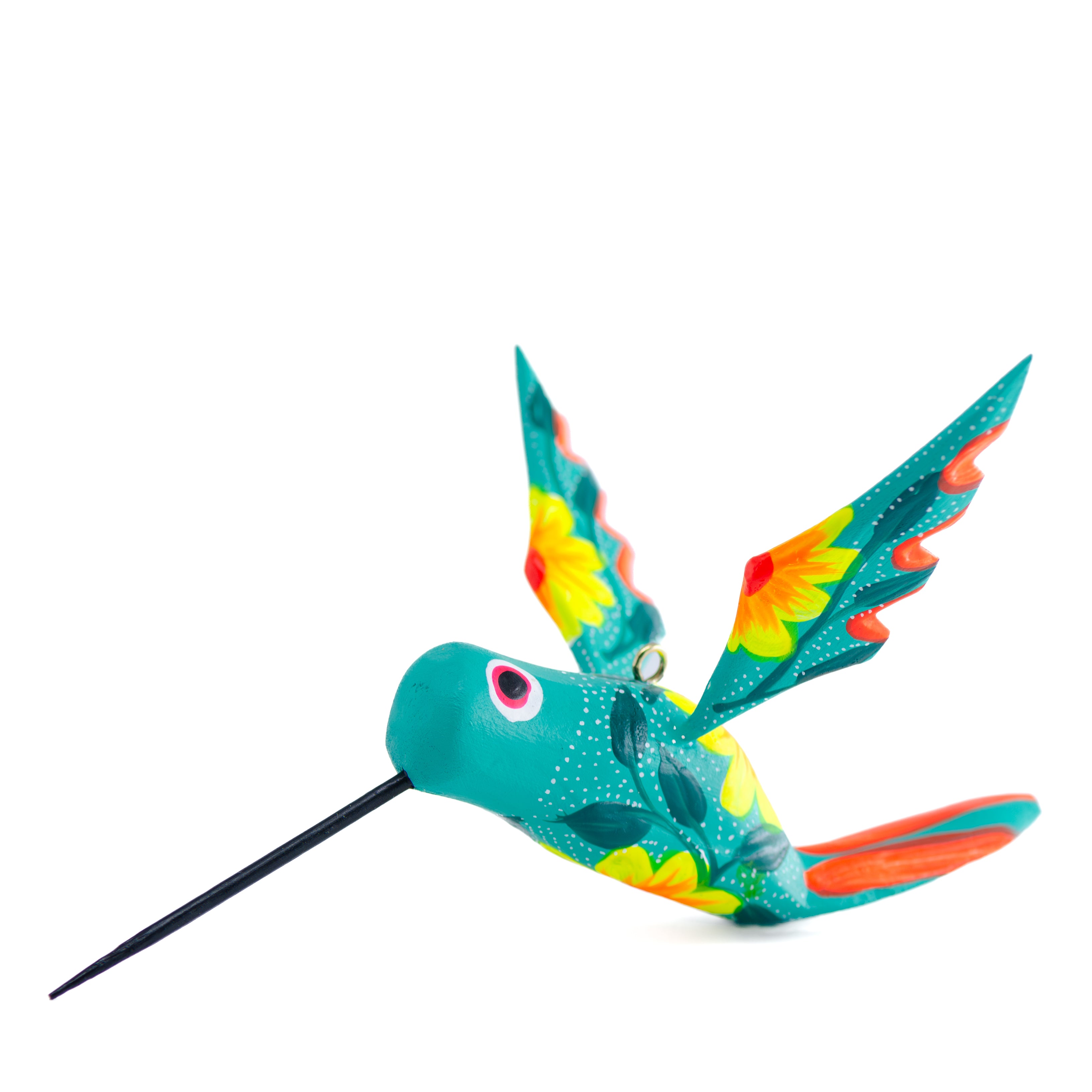 Large Hand Painted Hummingbird Wooden Figurine