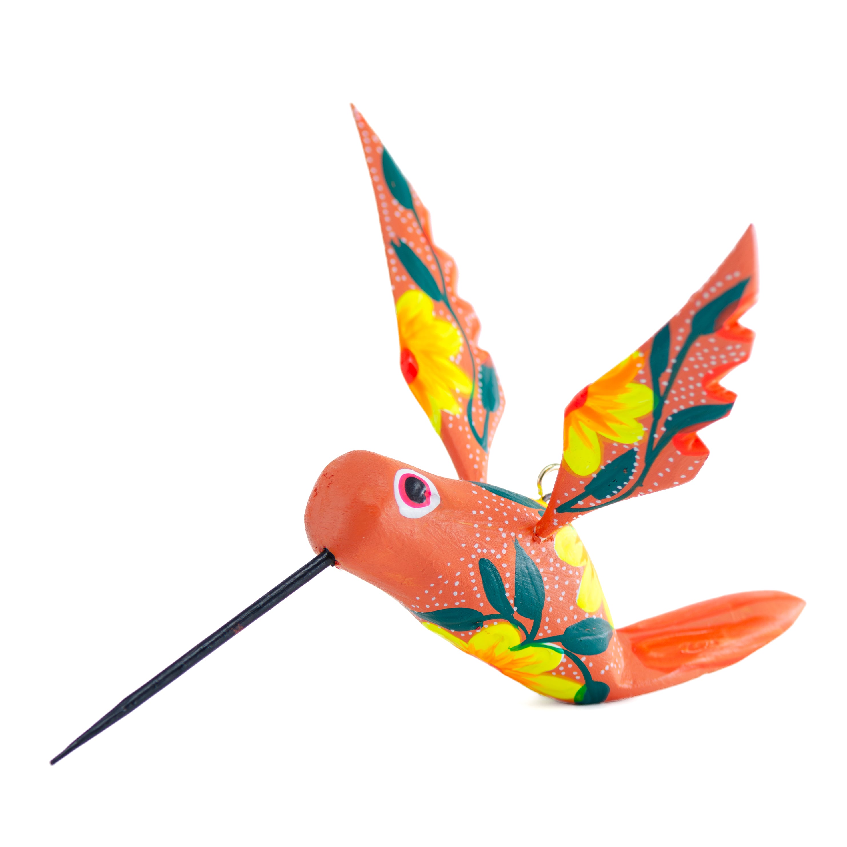 Large Hand Painted Hummingbird Wooden Figurine