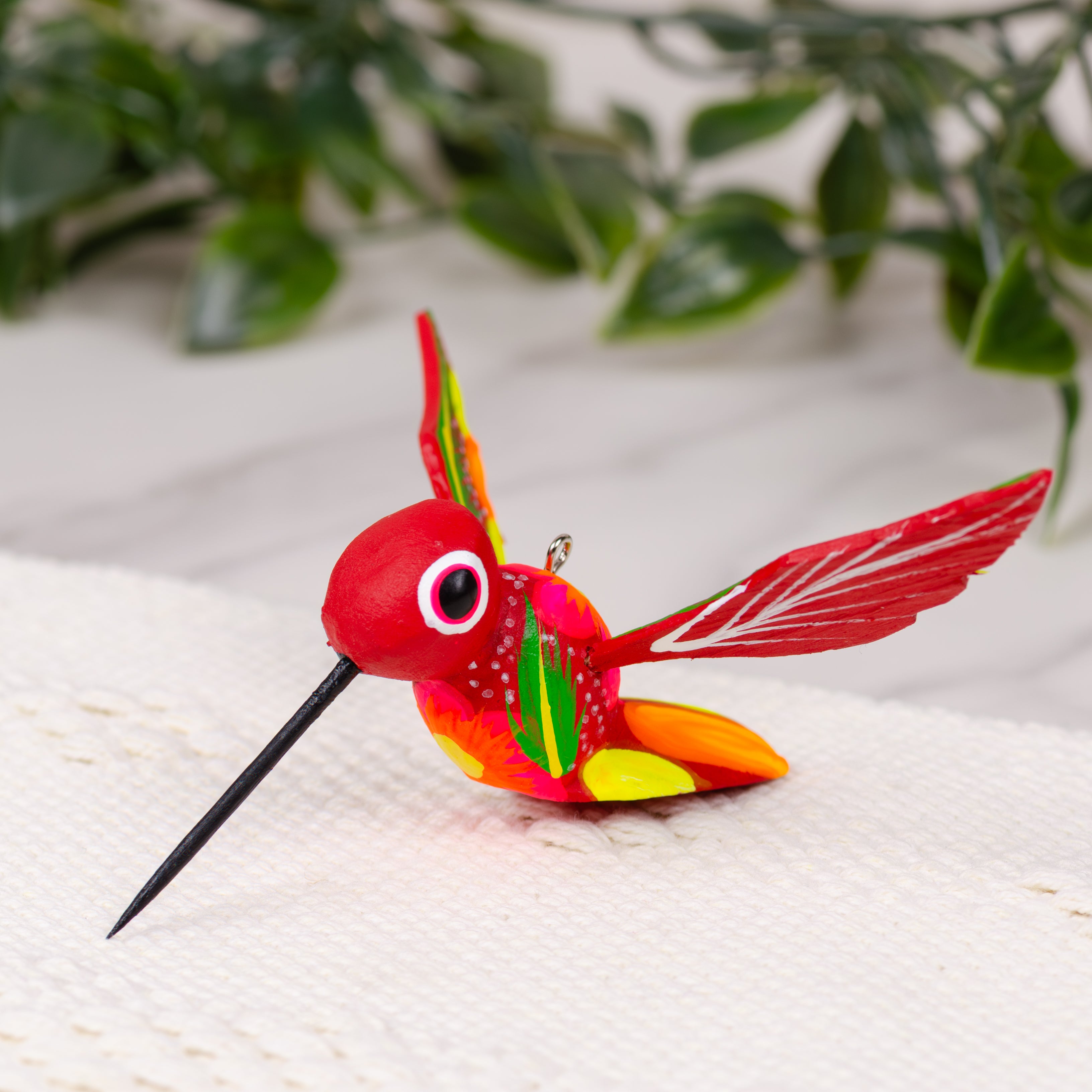 Hand Painted Hummingbird Wooden Figurine | Lolo Mexican Mercadito