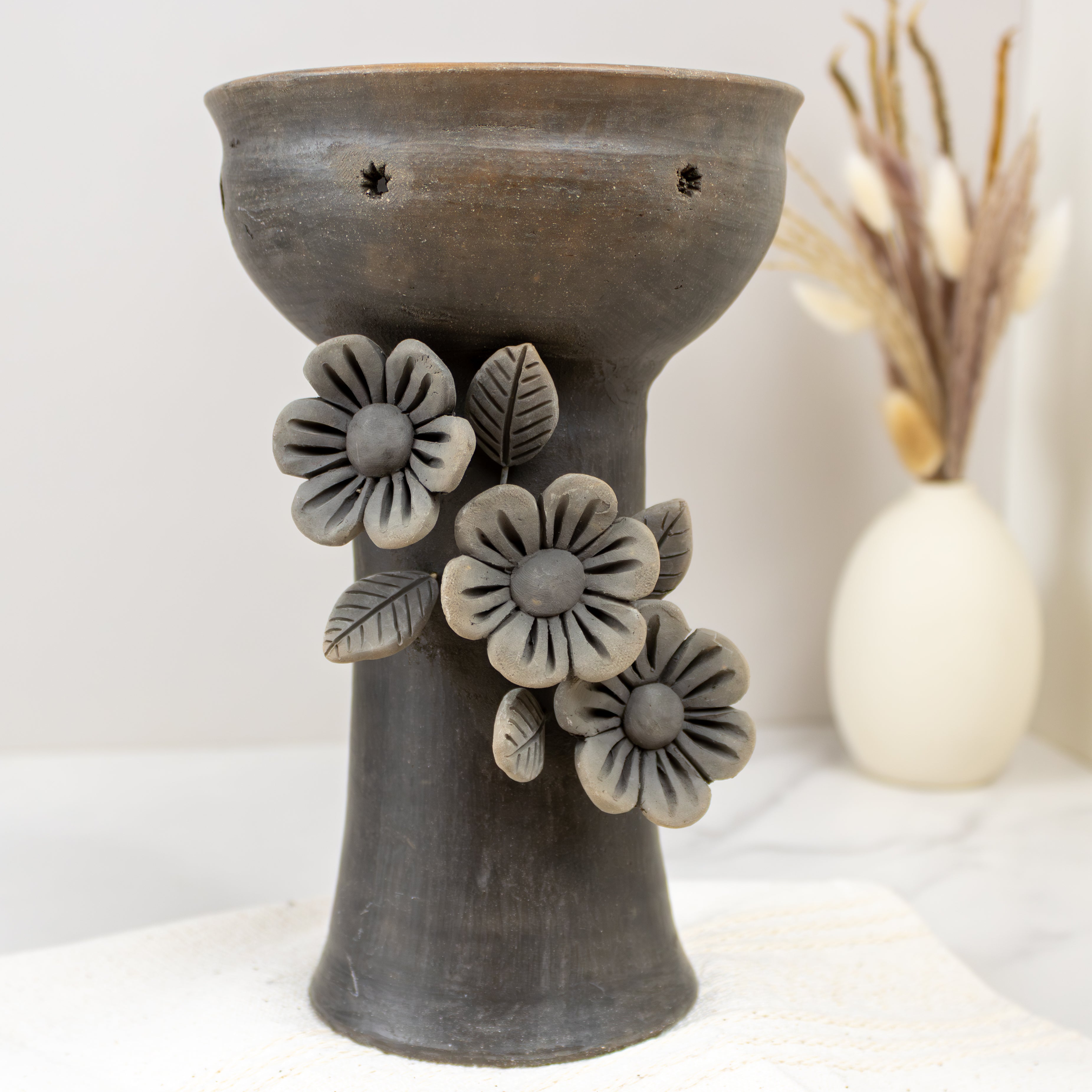 Atzompa Flower Clay Copalera, Incense Holder | Lolo Mexican Mercadito