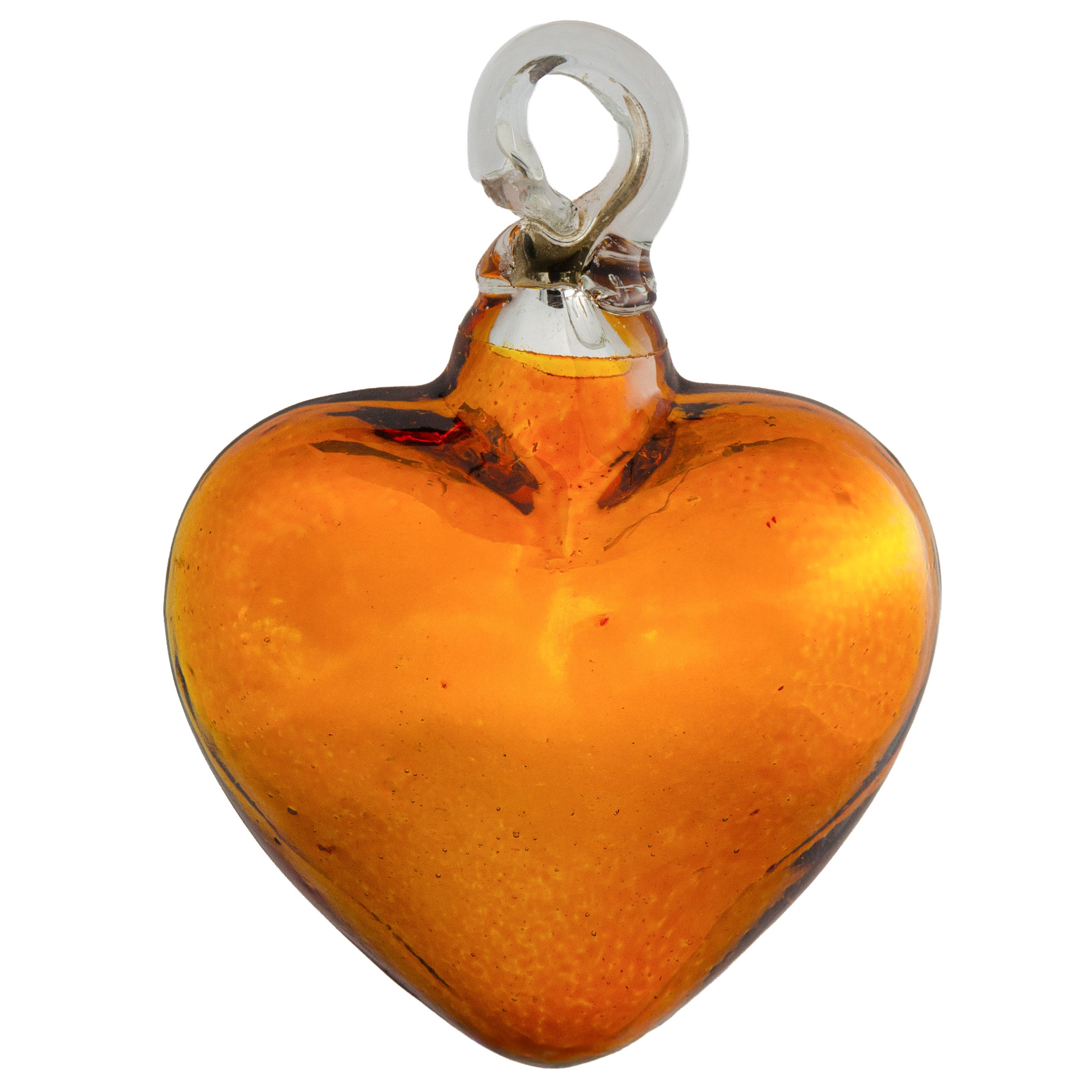 Tonalá Platinated Solid Blown Glass Hanging Heart Ornament