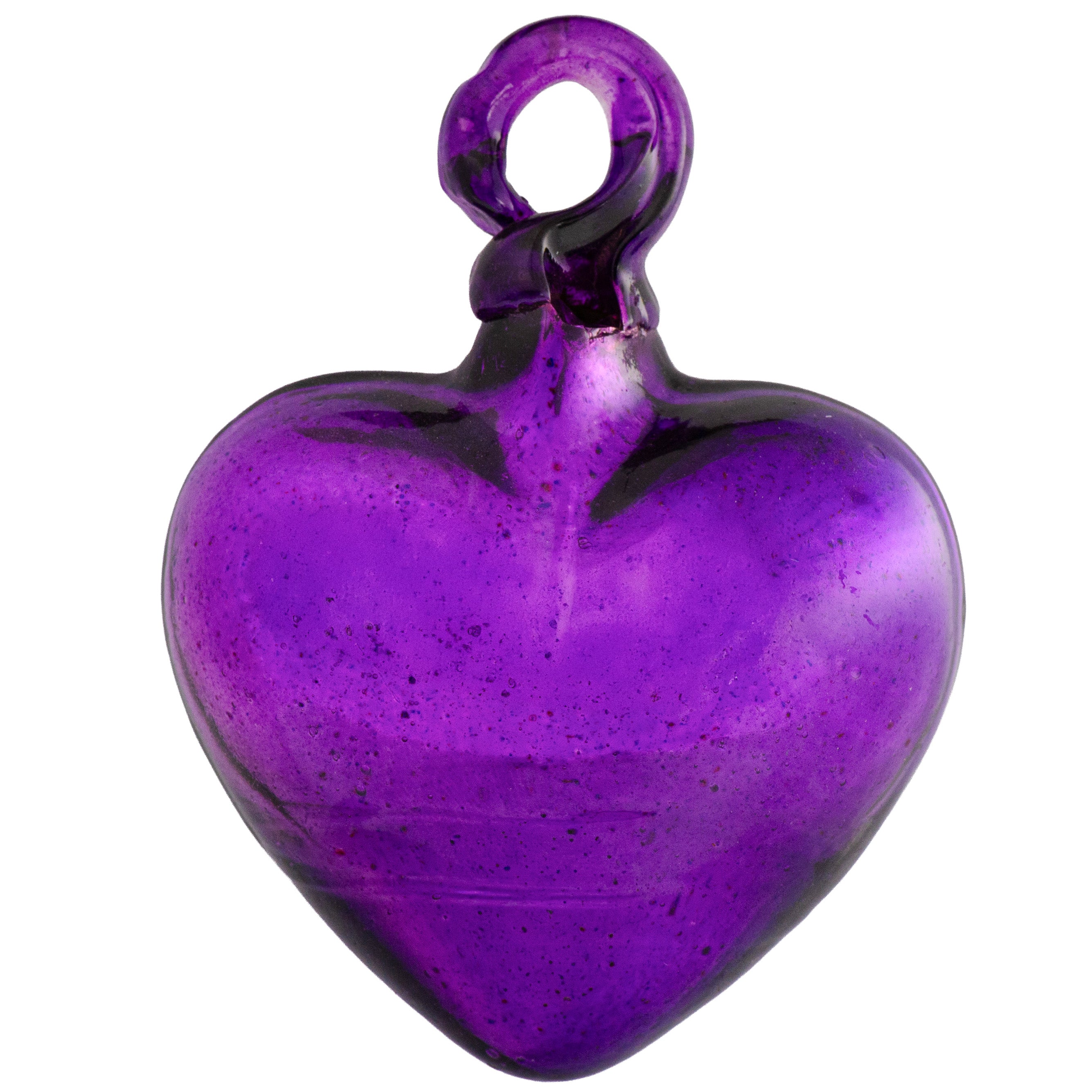 Tonalá Platinated Solid Blown Glass Hanging Heart Ornament
