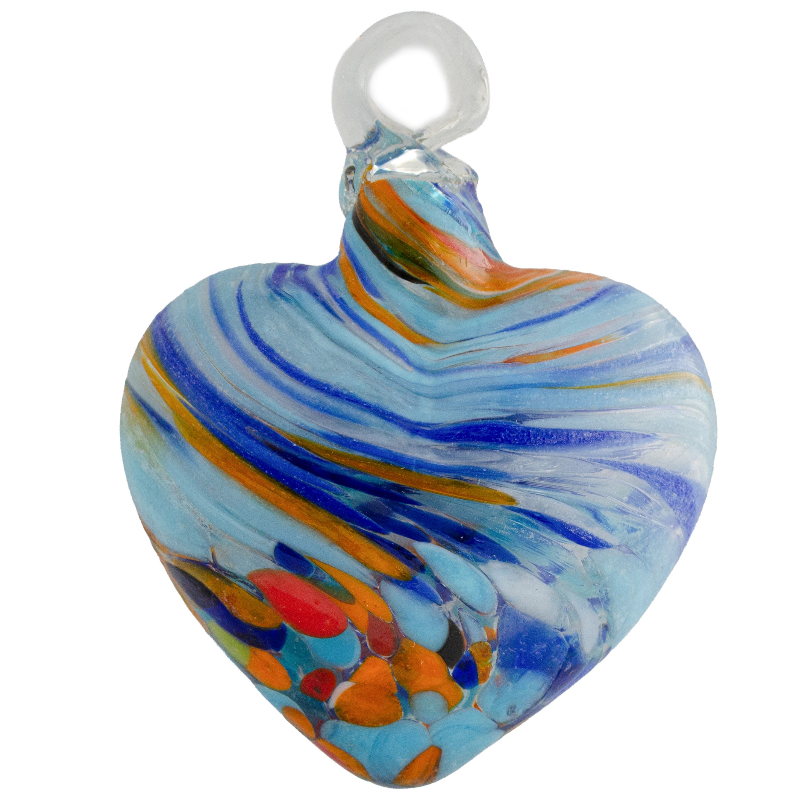 Tonalá Multicolor Blown Glass Hanging Heart Ornament
