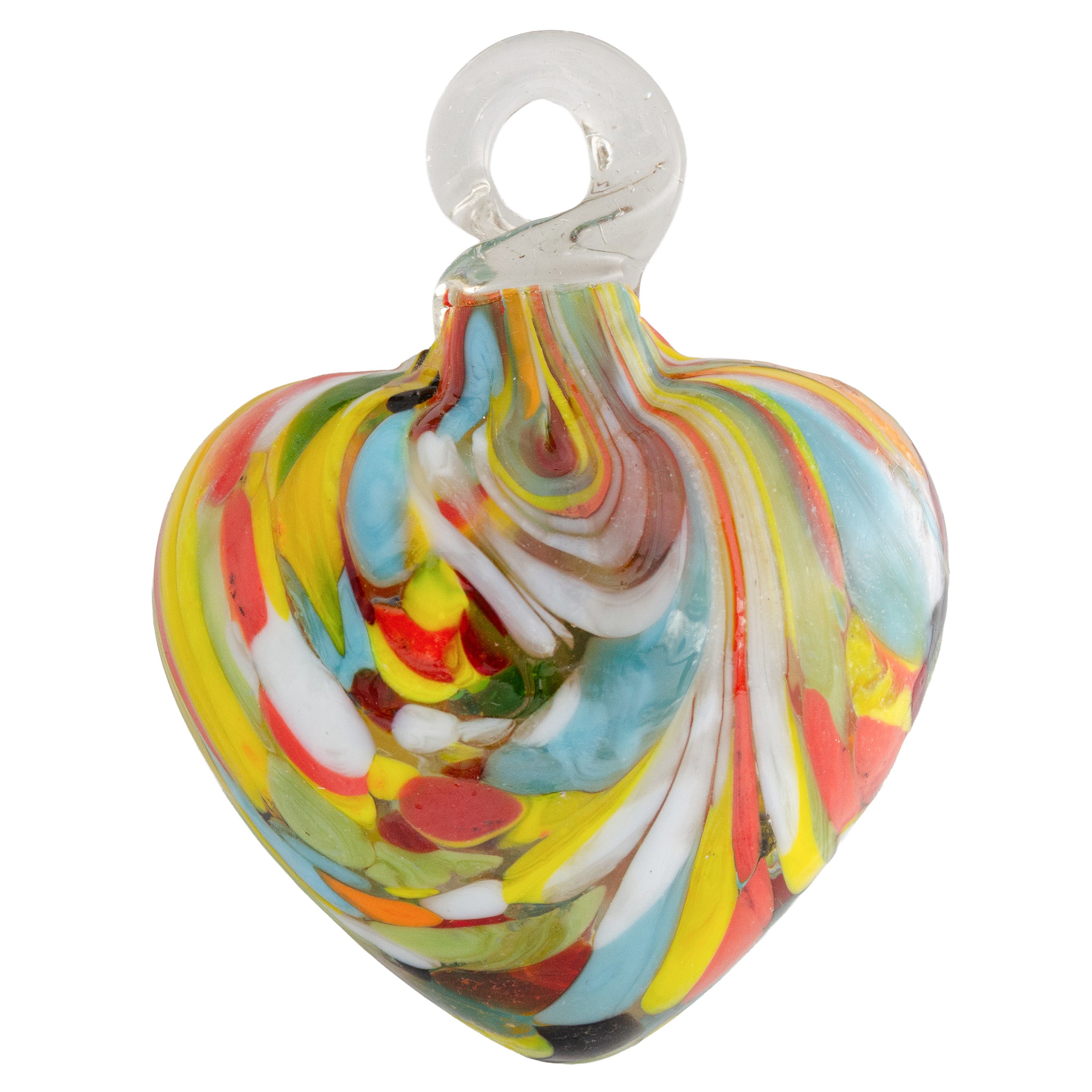 Tonalá Multicolor Blown Glass Hanging Heart Ornament