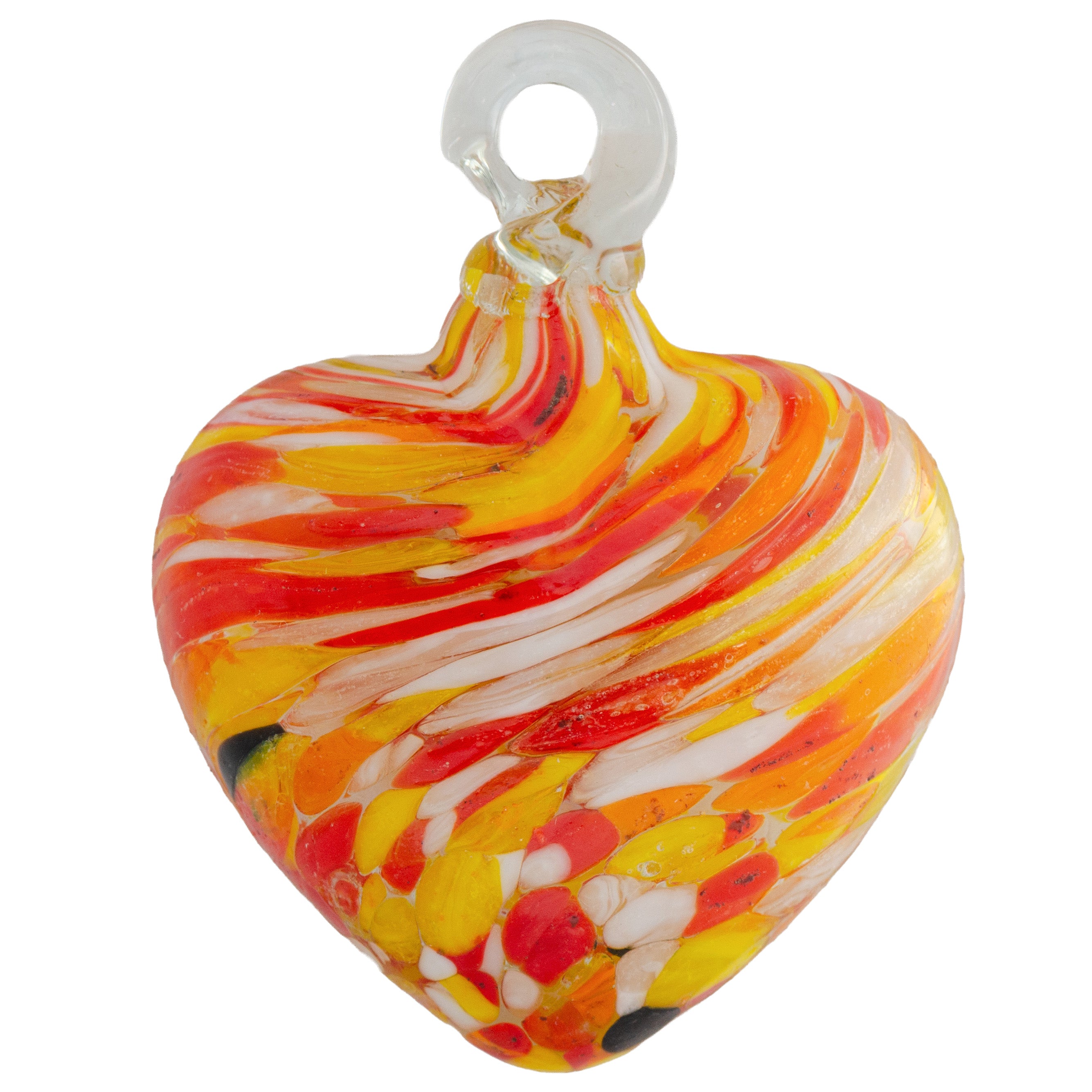 Tonalá Multicolor Blown Glass Hanging Heart Ornament