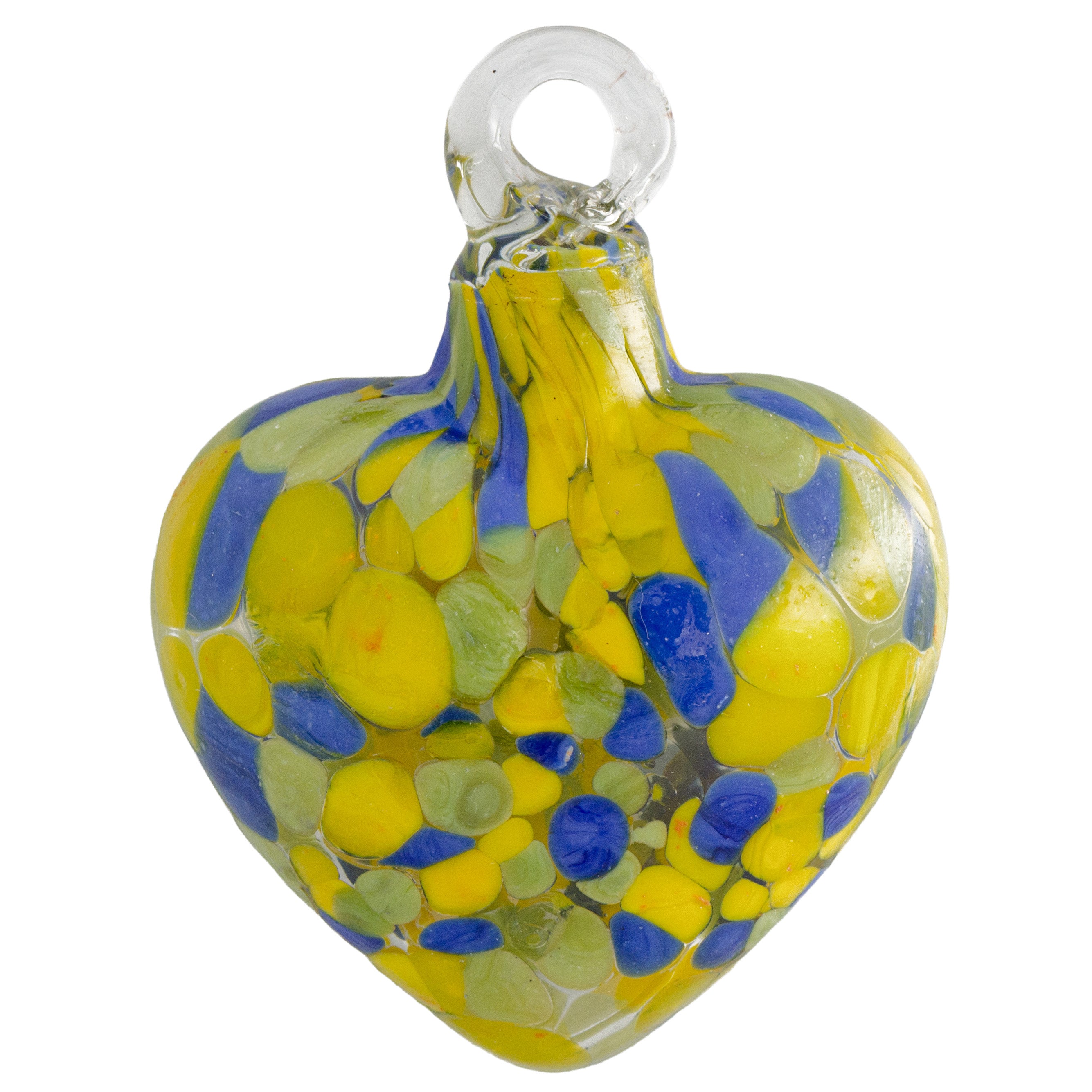 Tonalá Multicolor Blown Glass Hanging Heart Ornament