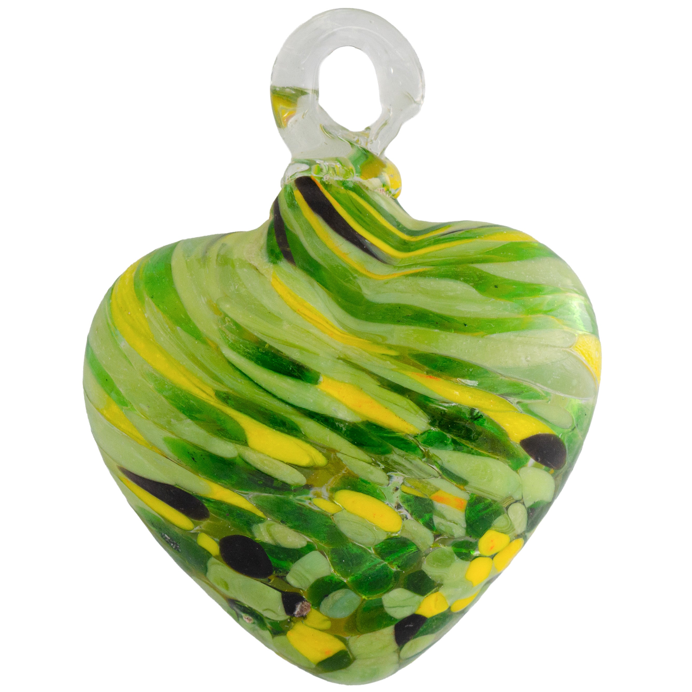 Tonalá Multicolor Blown Glass Hanging Heart Ornament