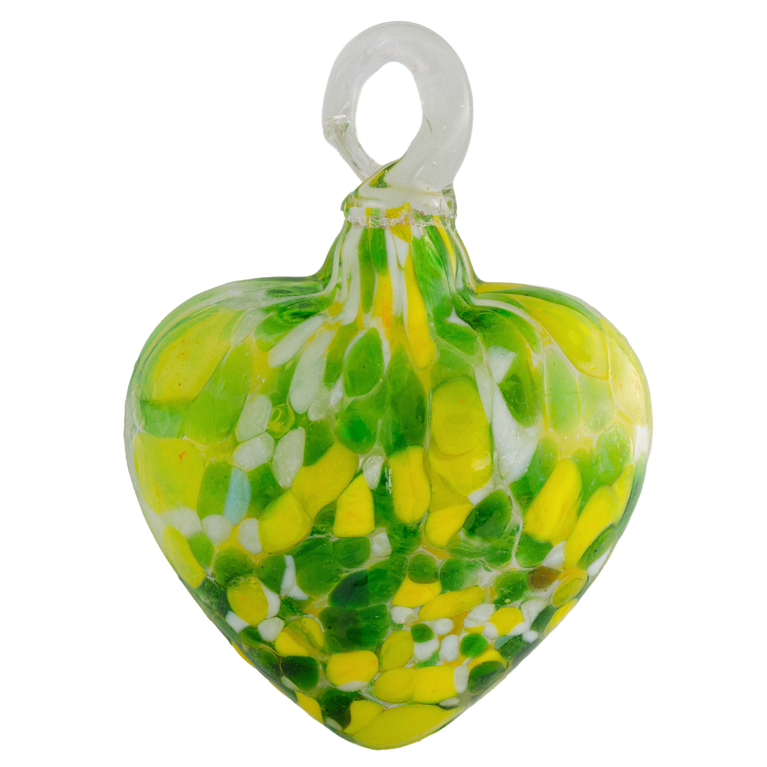 Tonalá Multicolor Blown Glass Hanging Heart Ornament