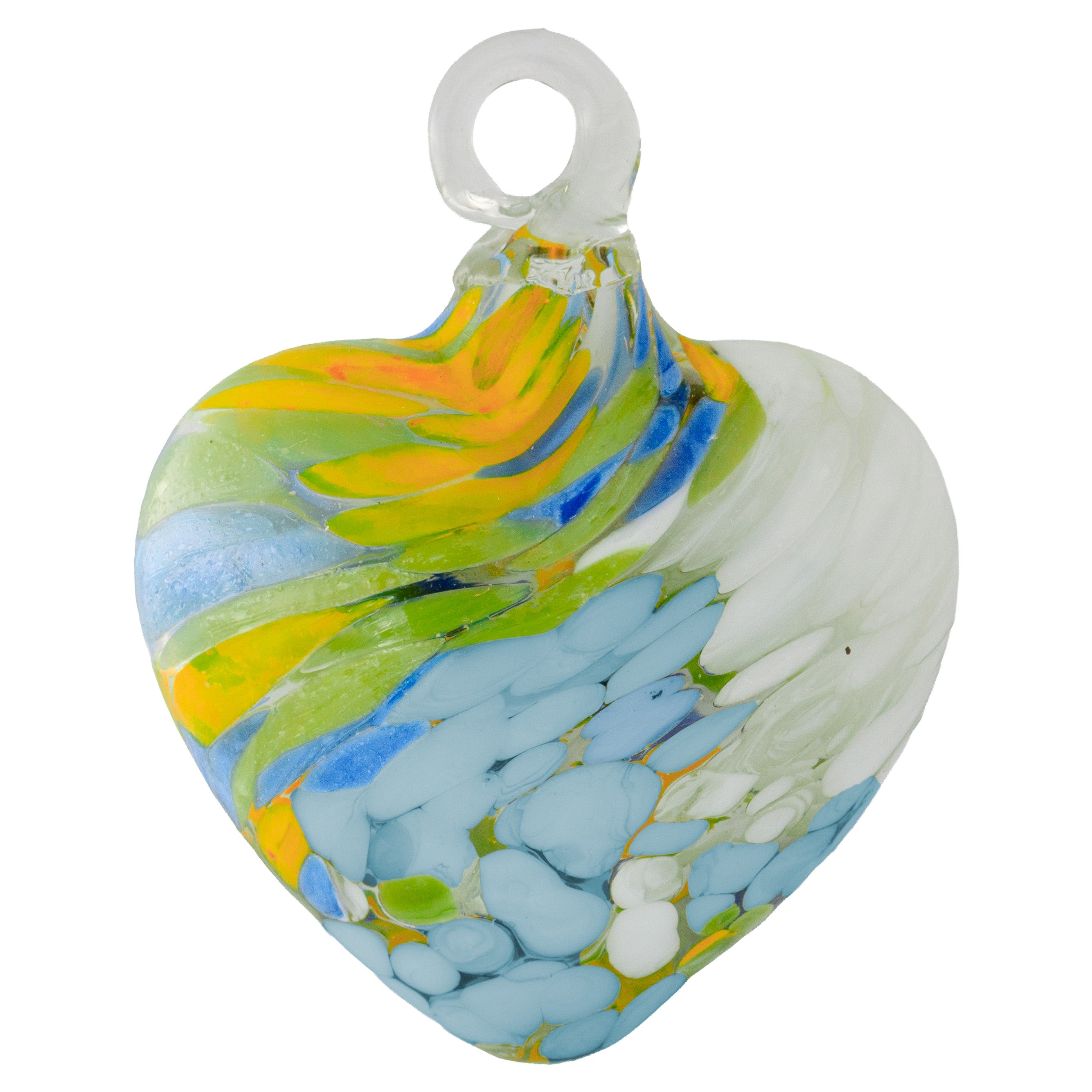 Tonalá Multicolor Blown Glass Hanging Heart Ornament