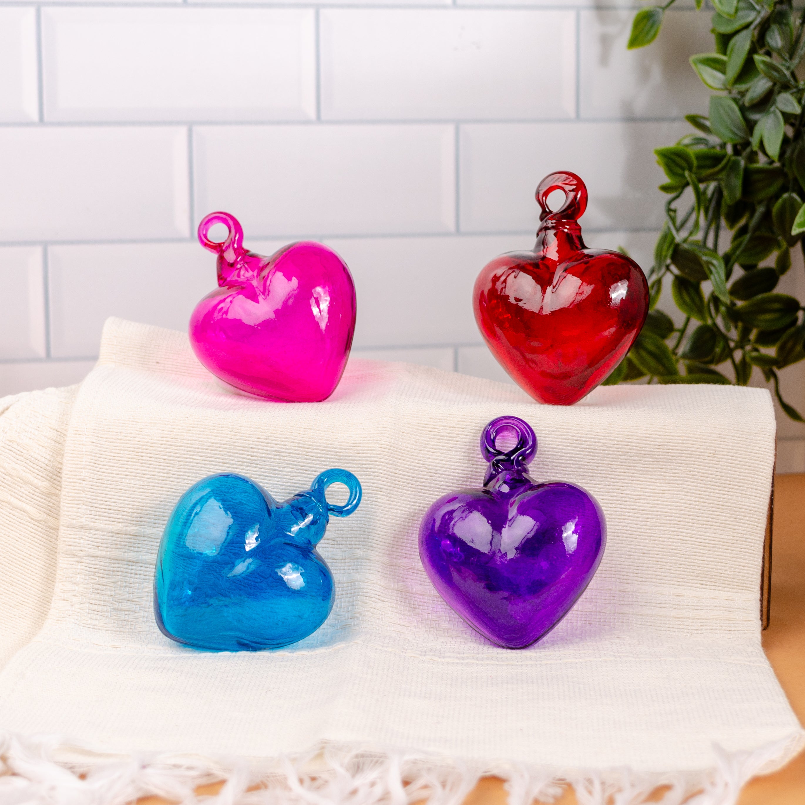 Tonalá Solid Blown Glass Hanging Heart Ornament