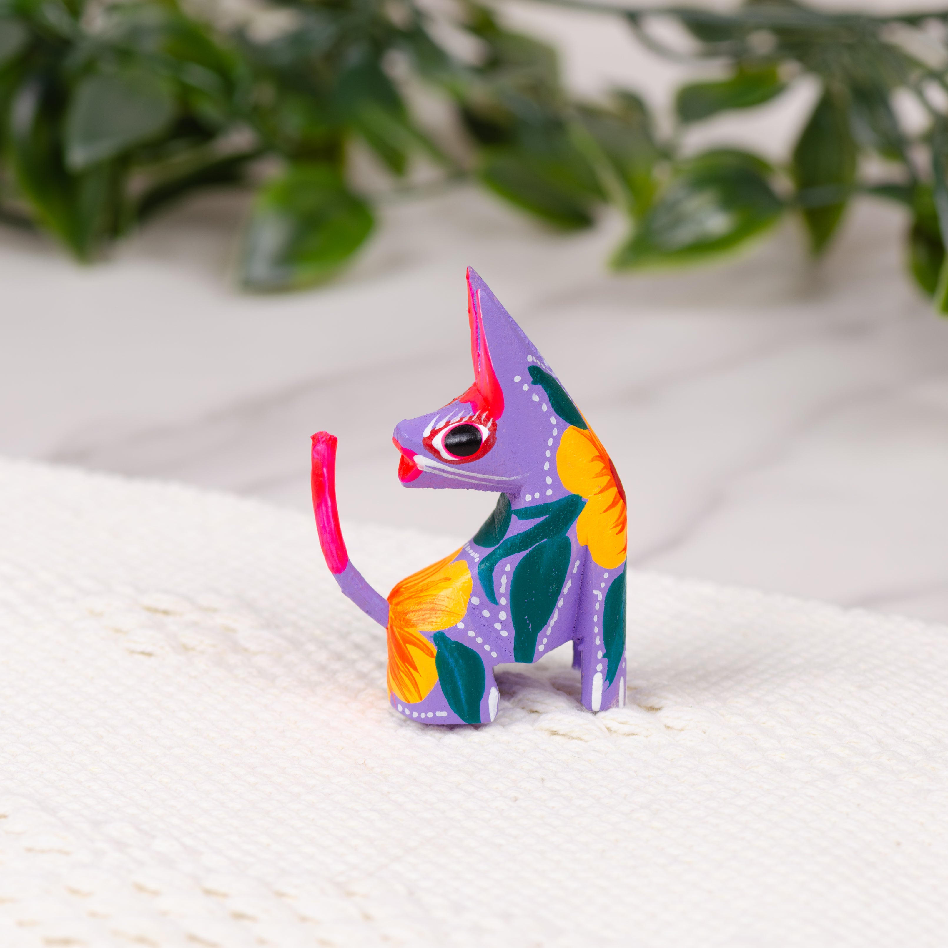 Hand Painted Coyote Wooden Figurine | Lolo Mexican Mercadito