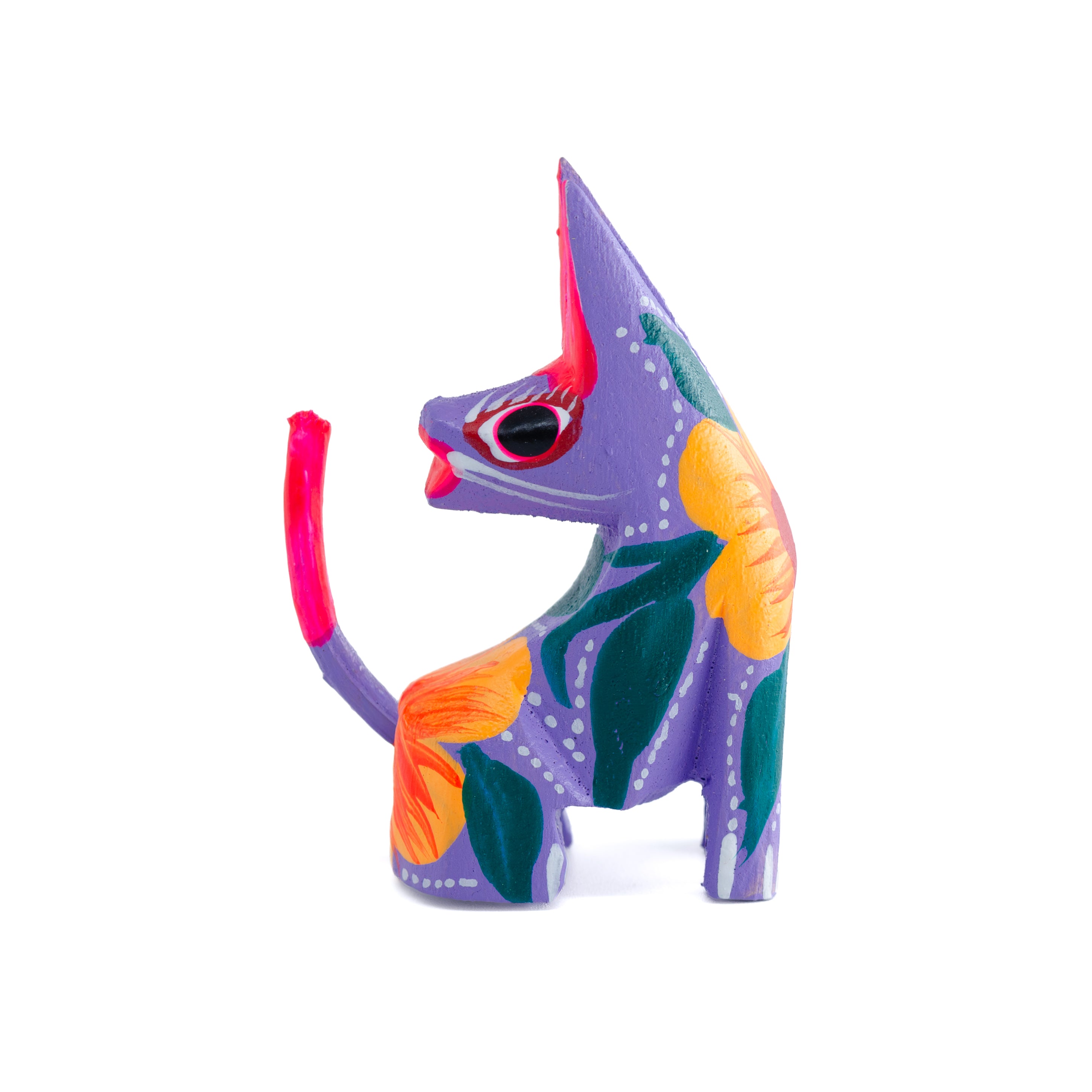 Hand Painted Head Turned Coyote Wooden Figurine