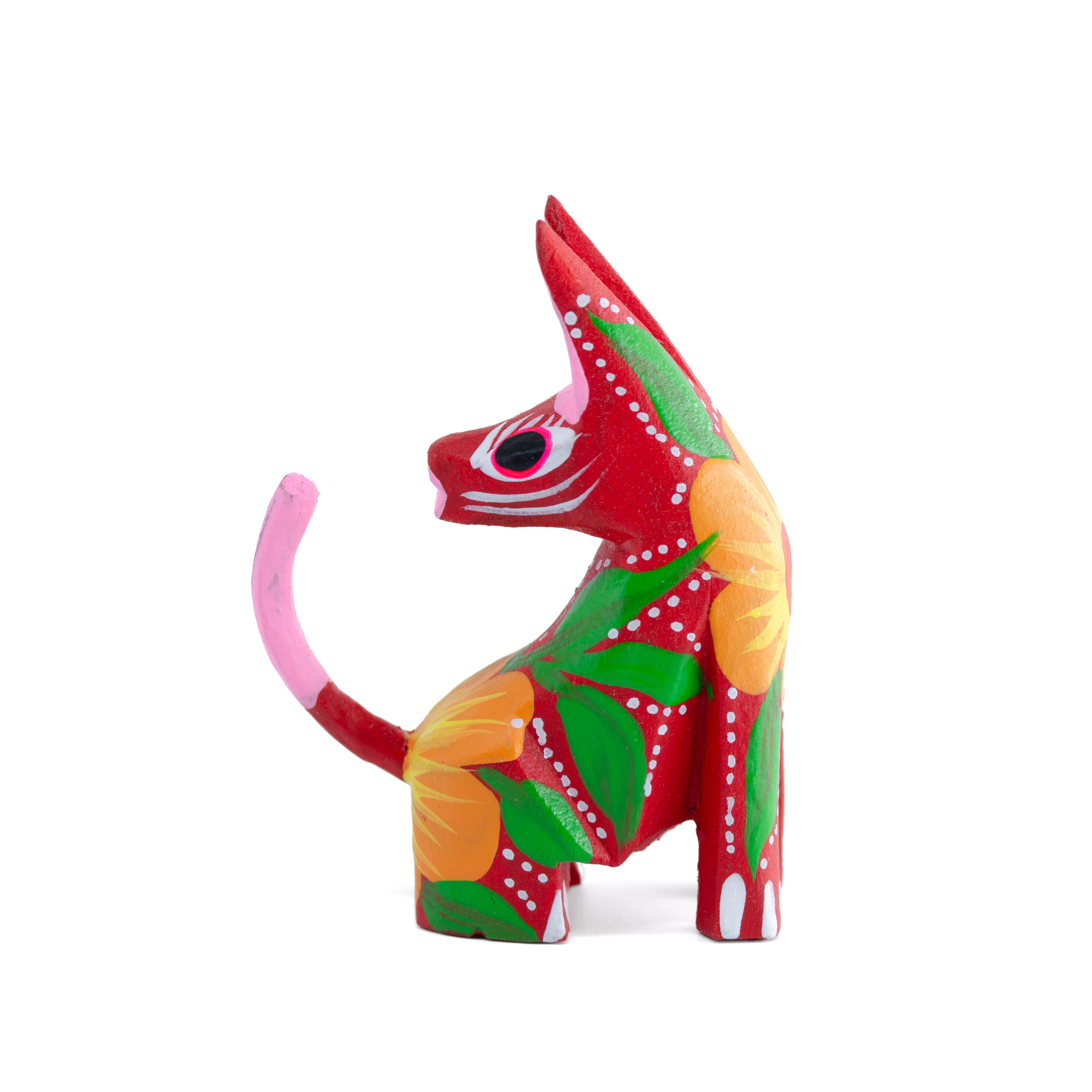 Hand Painted Head Turned Coyote Wooden Figurine