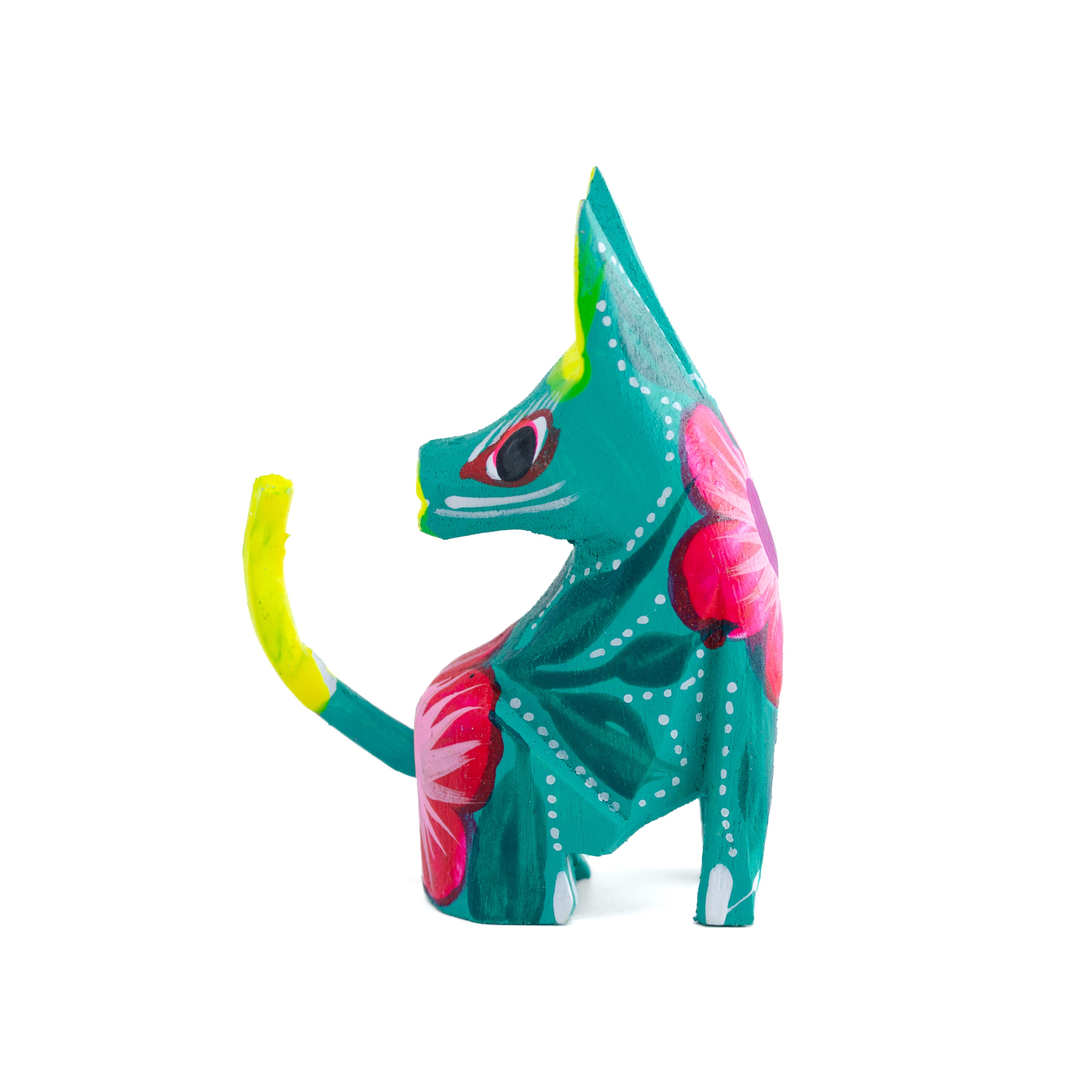 Hand Painted Head Turned Coyote Wooden Figurine