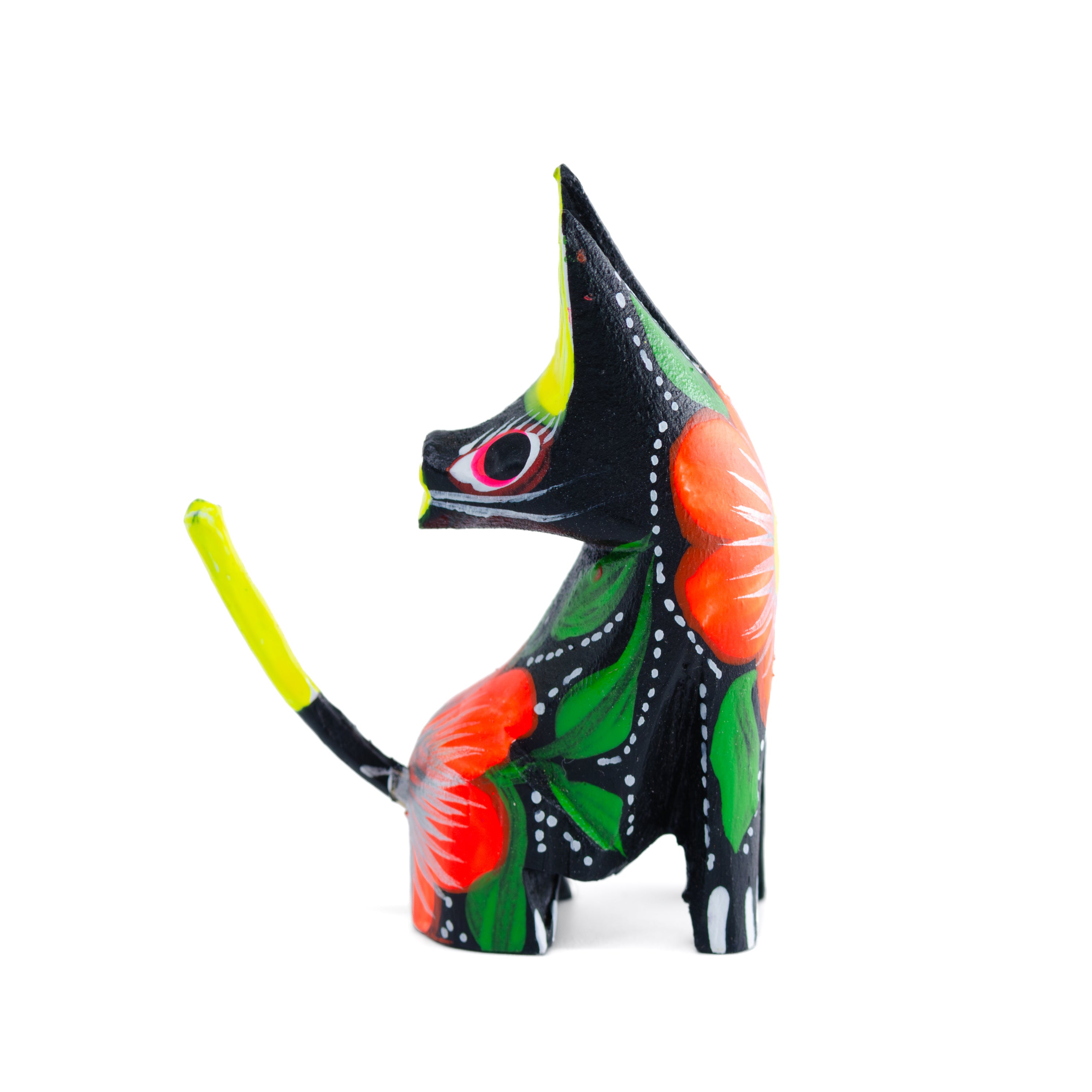 Hand Painted Head Turned Coyote Wooden Figurine