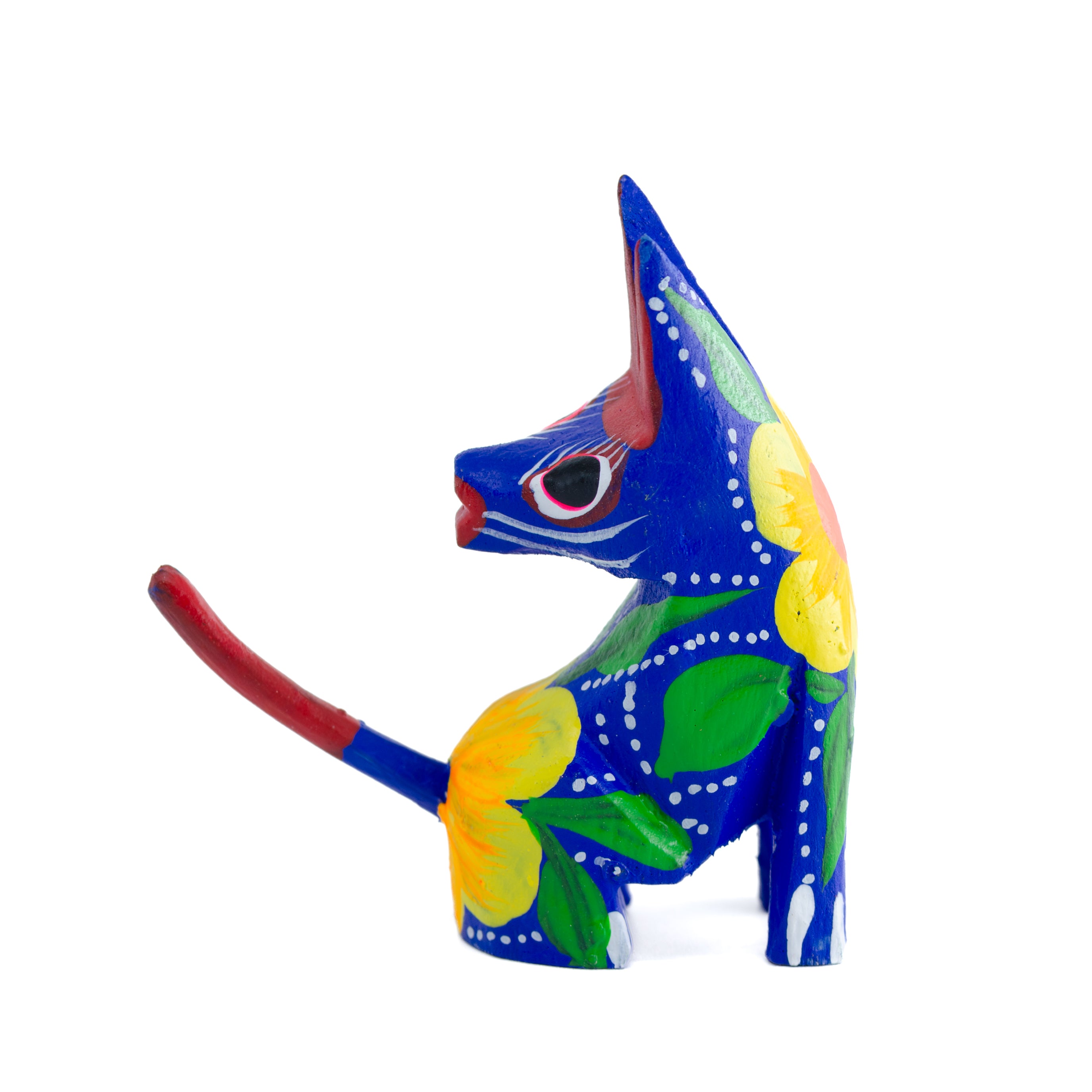 Hand Painted Head Turned Coyote Wooden Figurine