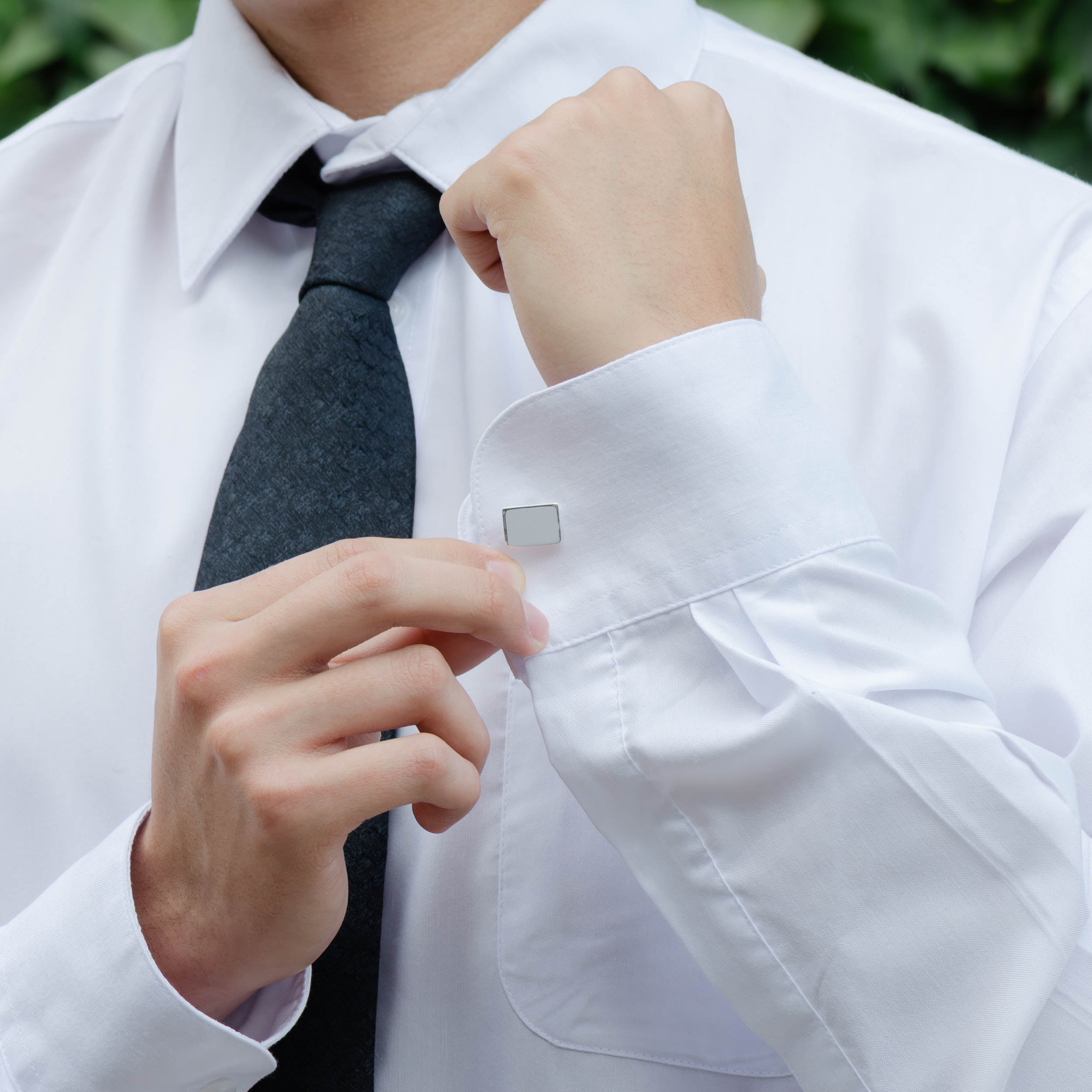 Sterling Silver Polished Rectangle Cufflinks