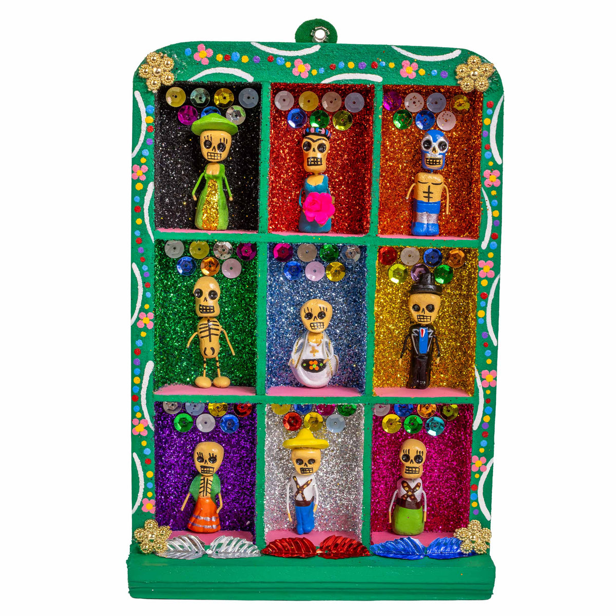 Traditional Calacas Day of the Dead Shadow Box