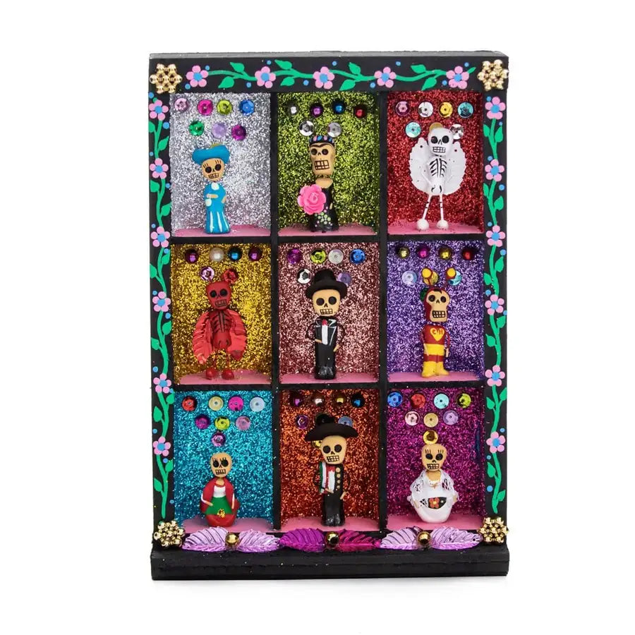 Traditional Calacas Day of the Dead Shadow Box
