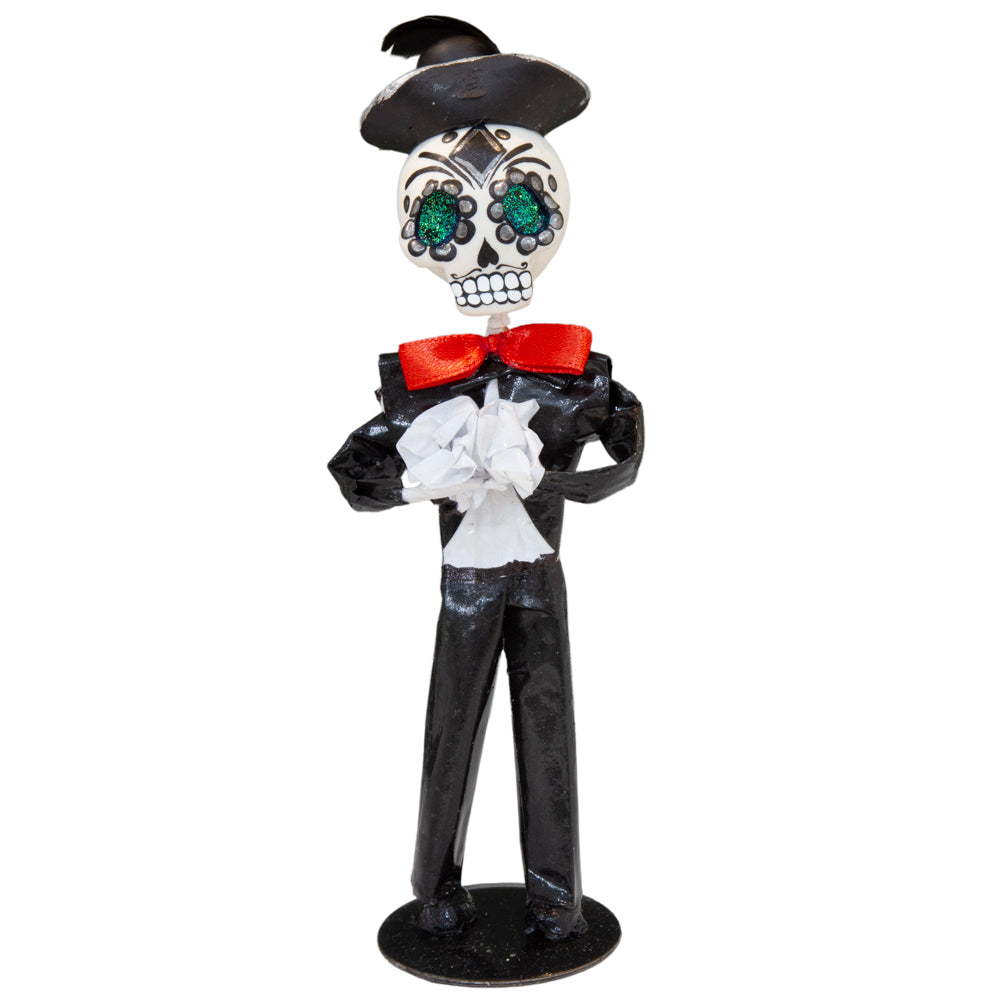 Papier-Mâché Sugar Skull Bride and Groom Sculpture